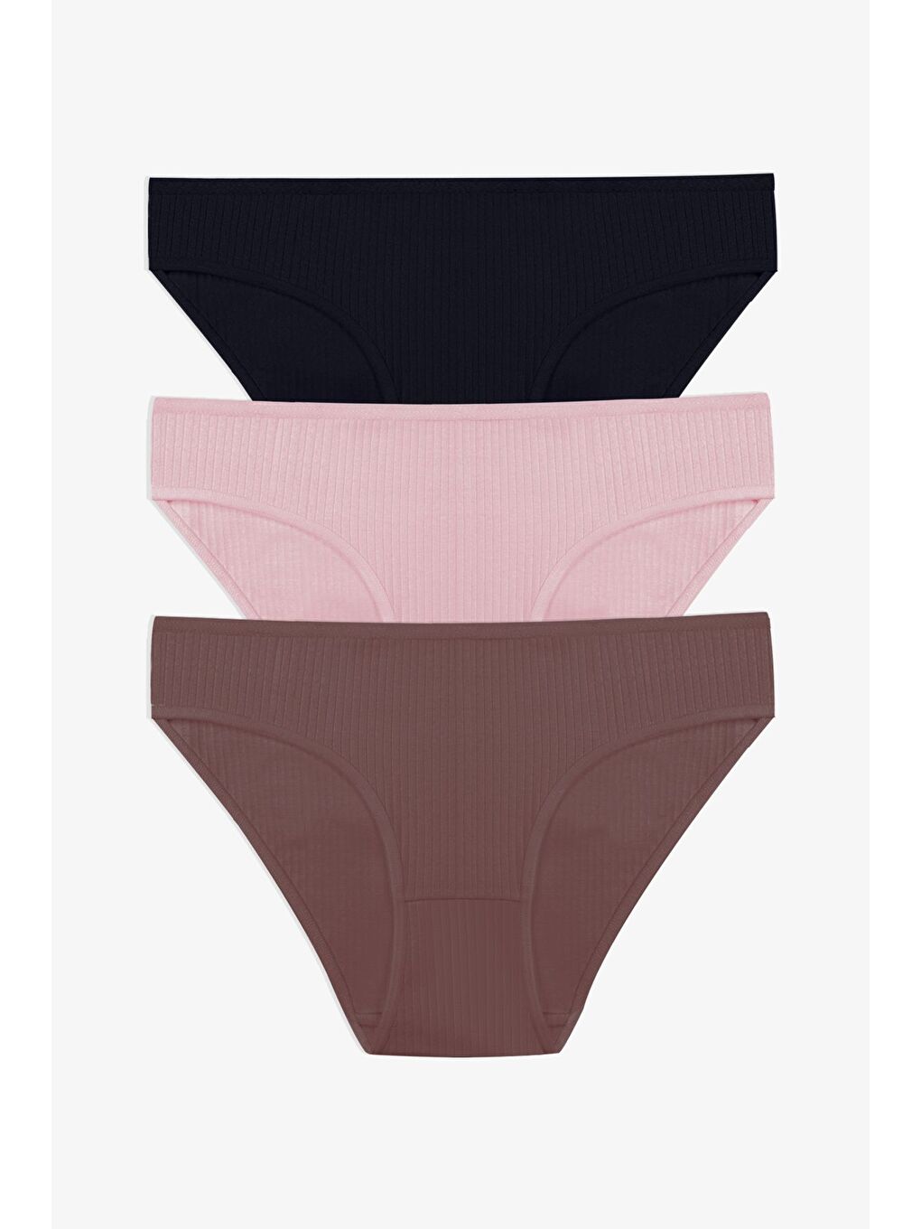 Siyah Kadın 3'lü Pamuklu Fitilli Külot