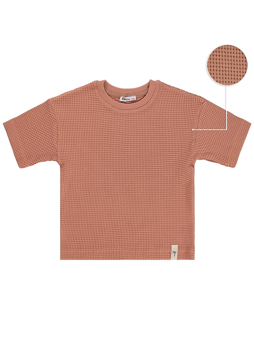 Pembe Boys Basic Waffle 2-5 Yaş Tişört - Pudra