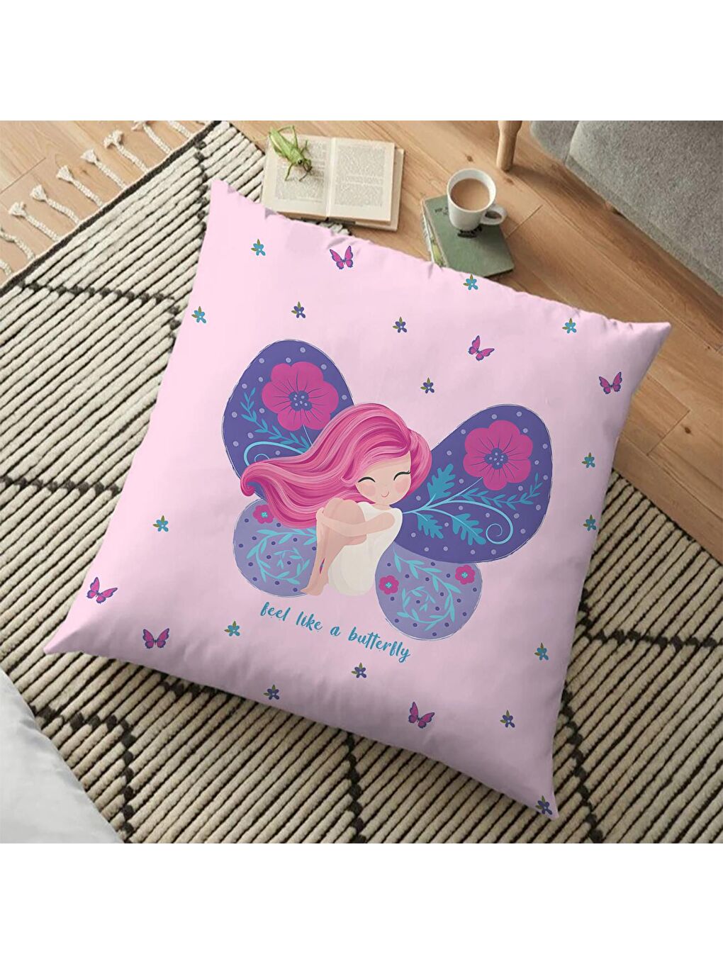 Karışık Dijital Baskılı 65x65 cm Yer Minderi Ve Bahçe Minderi