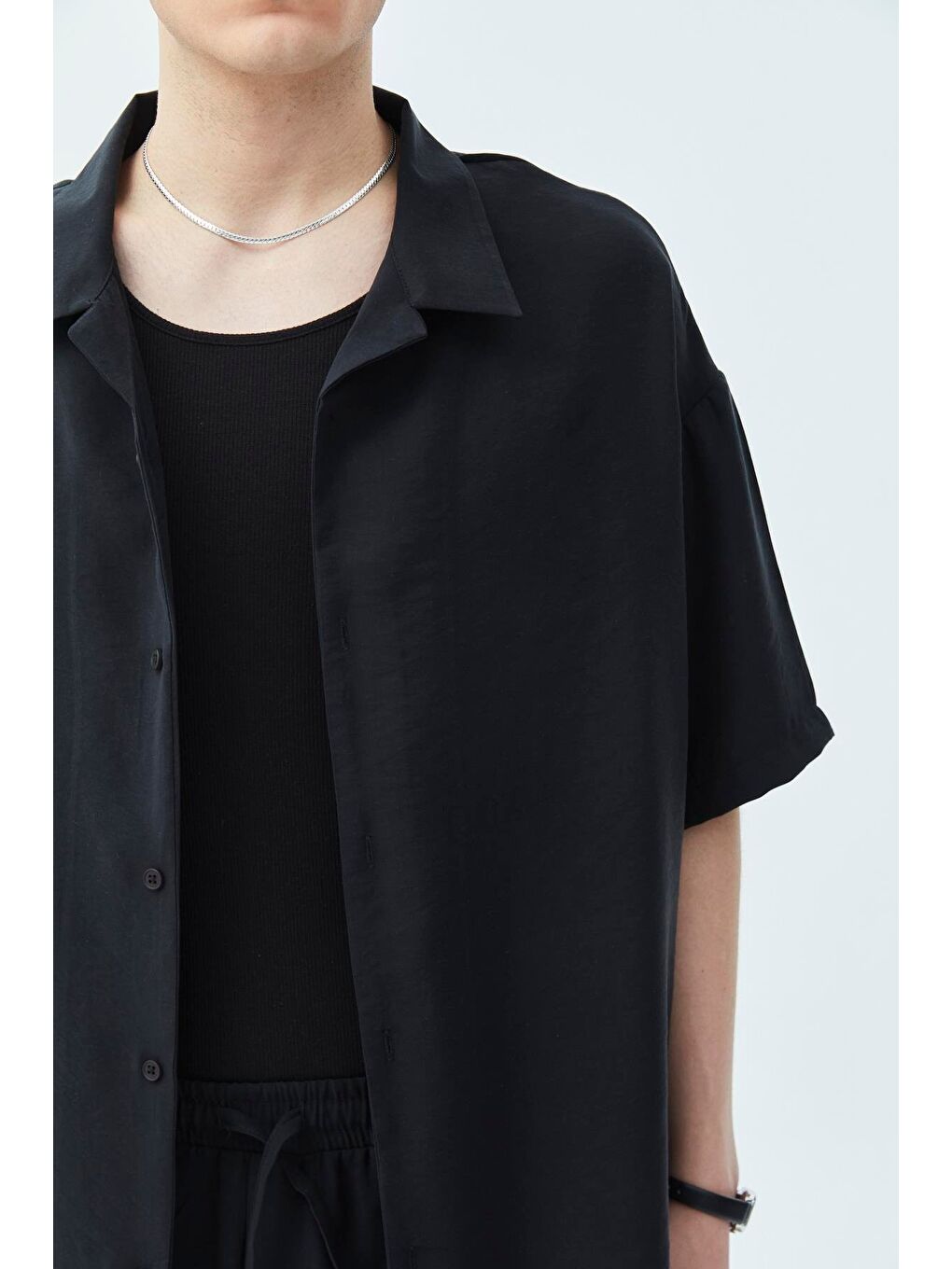 Basıc Oversize Keten Takım Siyah-3