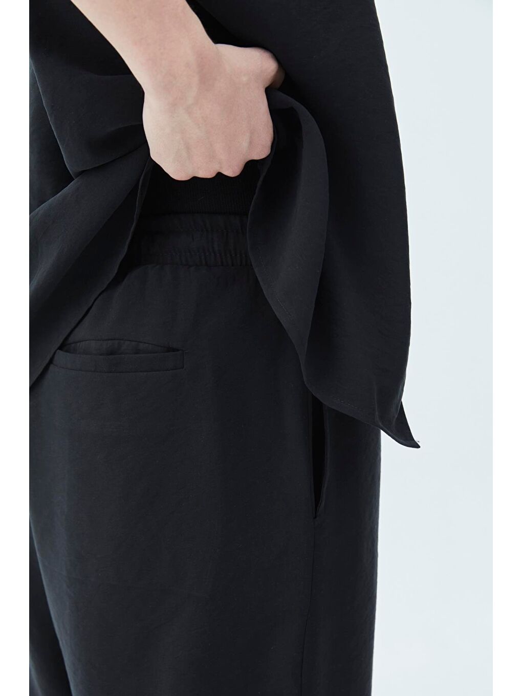 Basıc Oversize Keten Takım Siyah-7