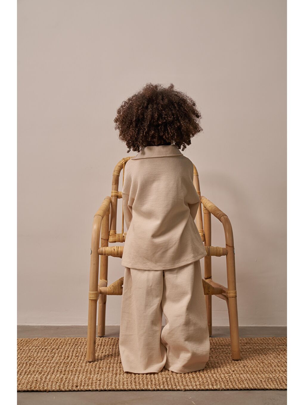 Bej Sonbahar Yaprak İşlemeli Çocuk Triko Takımı-8