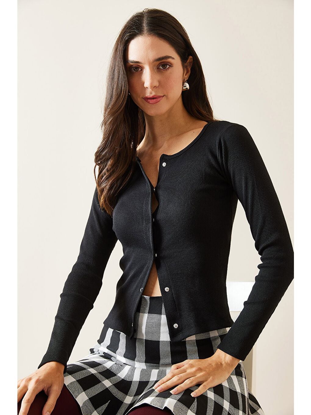 Siyah Çıtçıtlı Bluz 5KXK3-48996-02-1