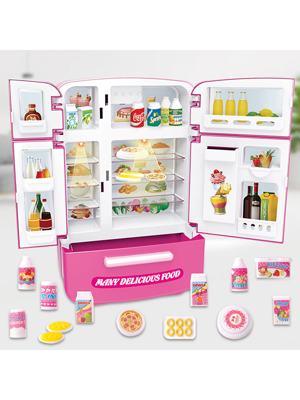 Işıklı ve Sesli Çok Kapılı Buzdolabı Eğitici Rol Yapma Oyuncağı-2