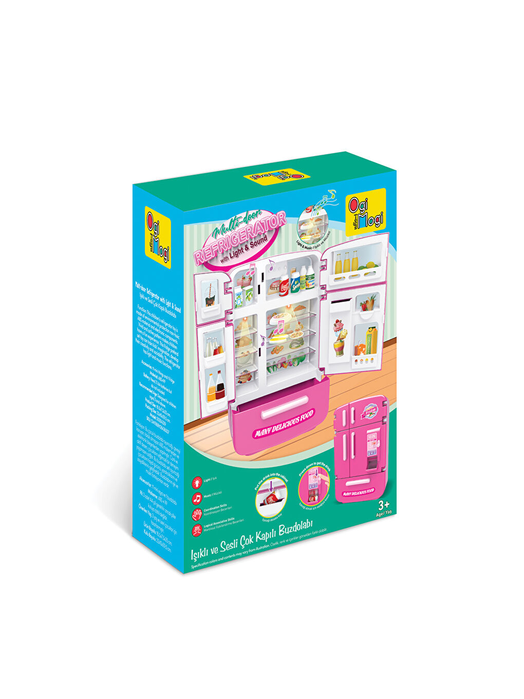 Işıklı ve Sesli Çok Kapılı Buzdolabı Eğitici Rol Yapma Oyuncağı-7