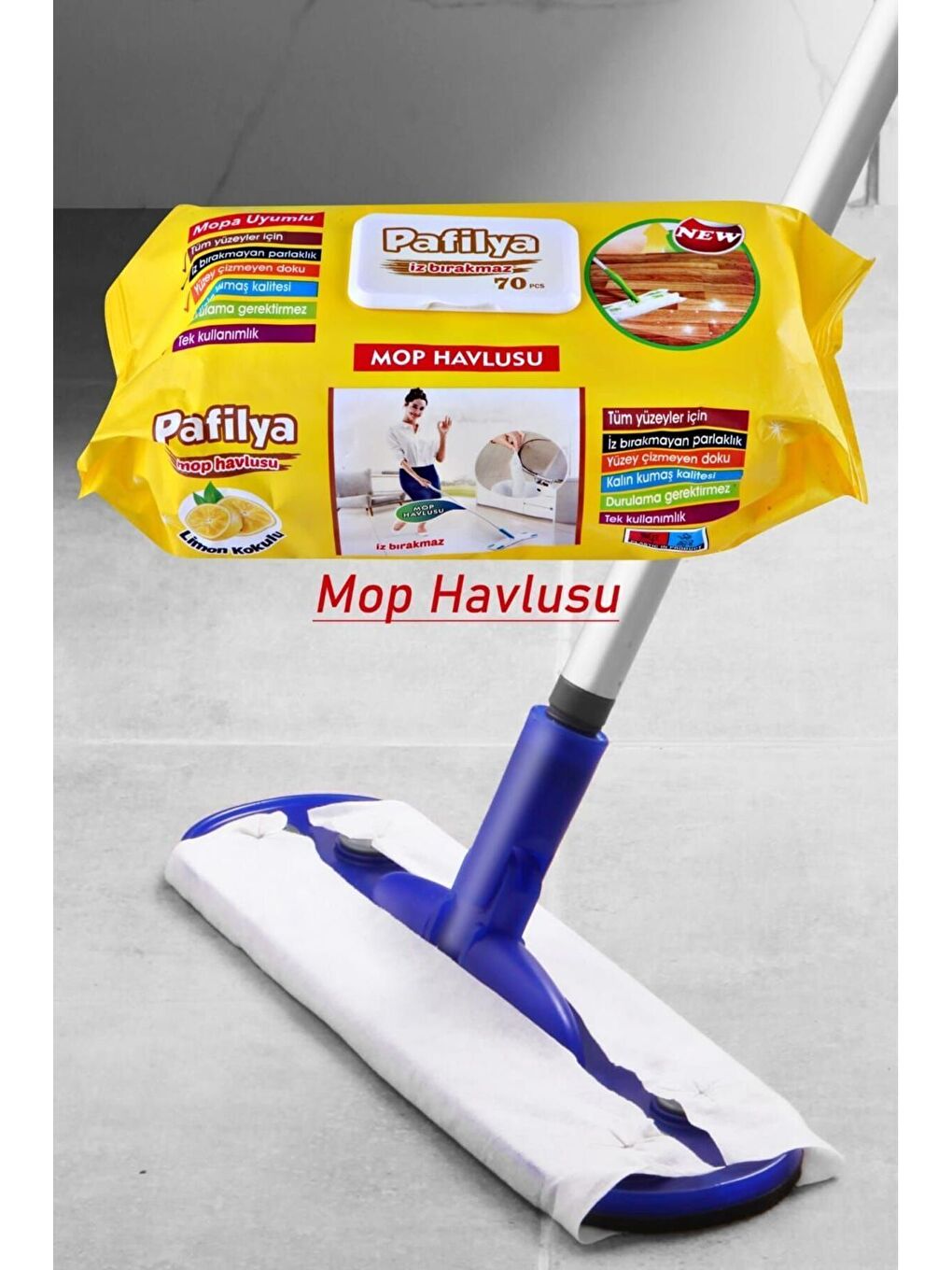 Nandy Home Beyaz Limon Kokulu  İz Bırakmayan Mop Havlusu