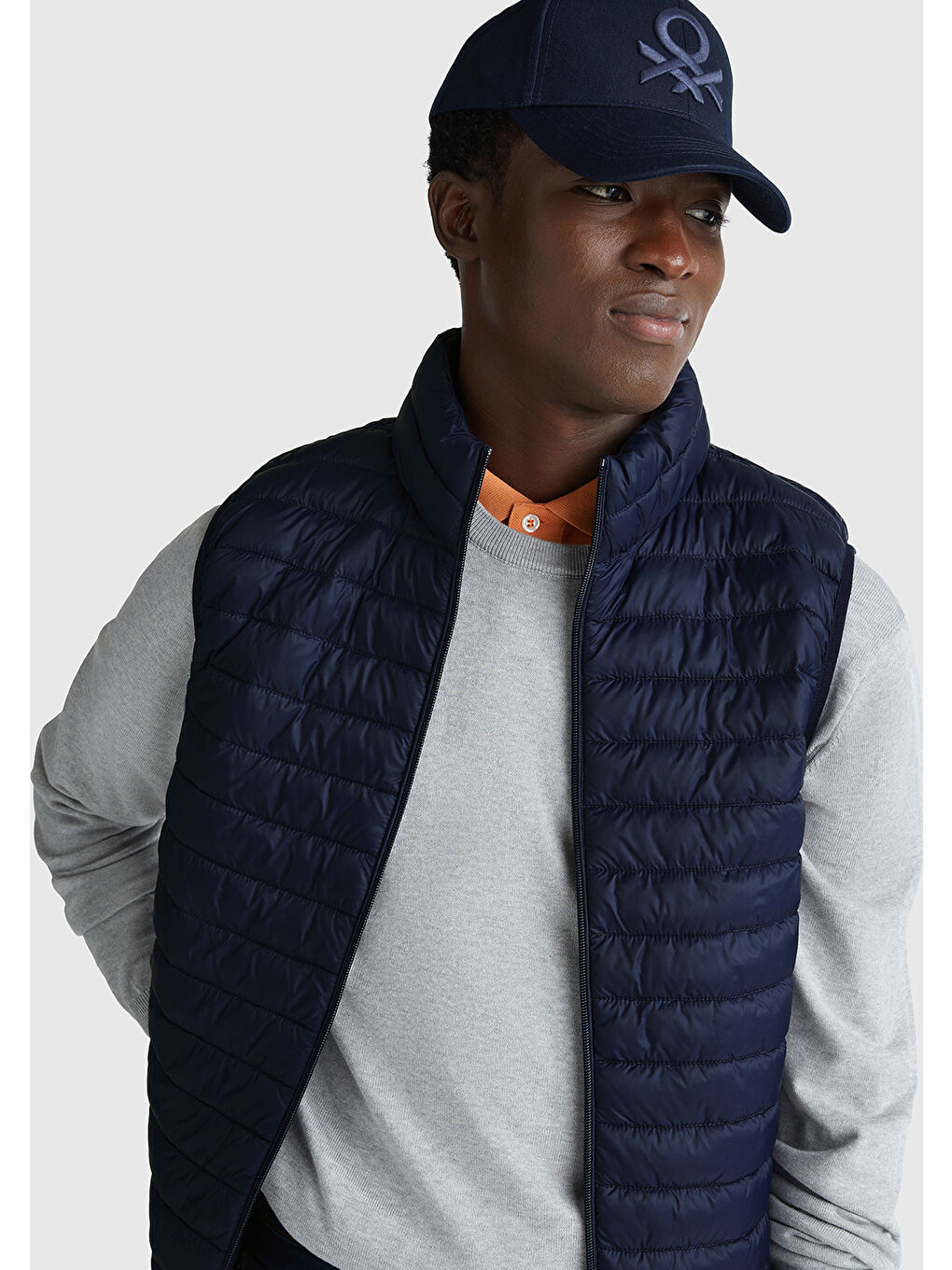 Erkek Lacivert Polyester Dolgulu Regular Fit Yelek-4