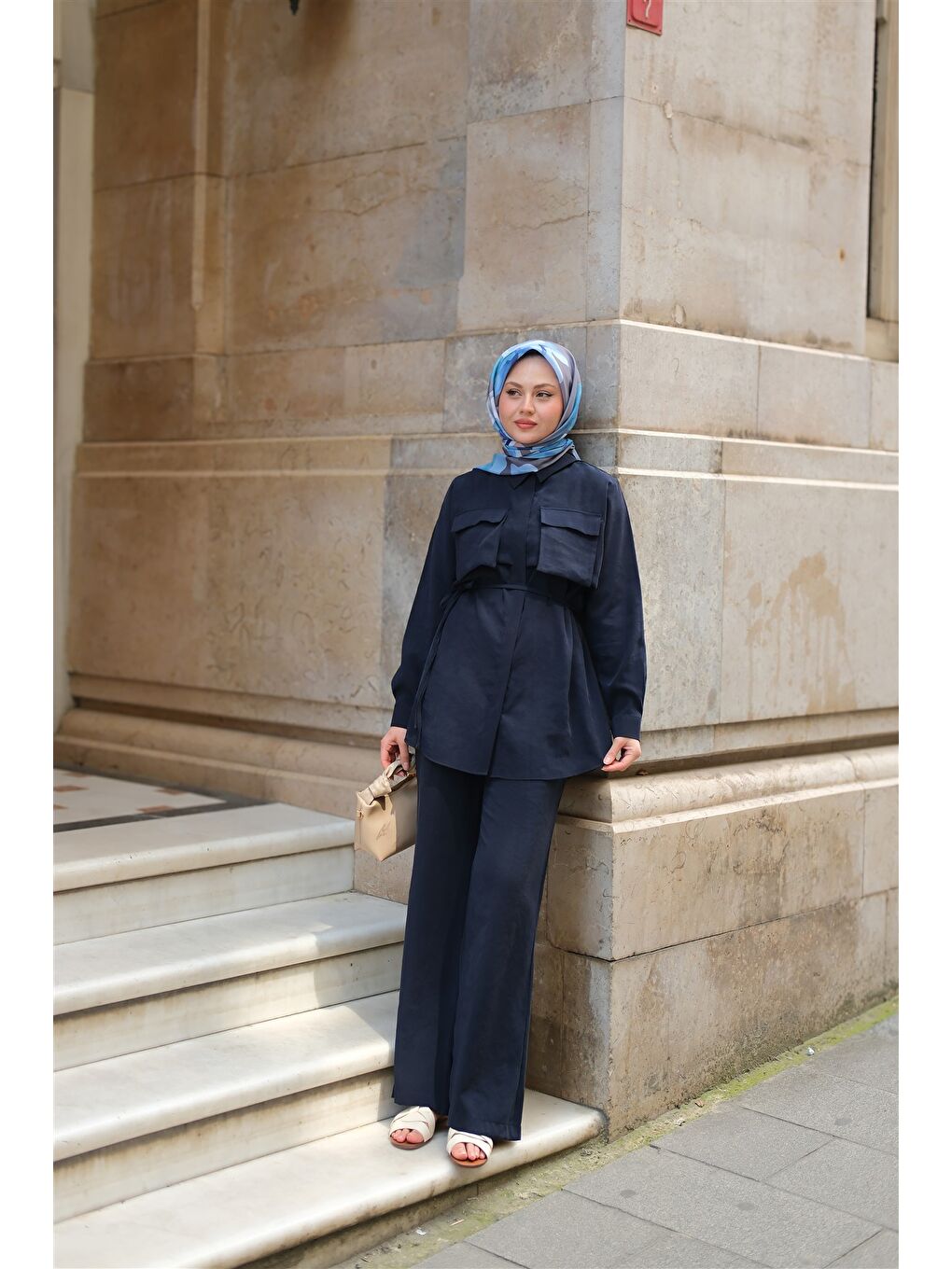 Kadın Detaylı Armani Modal Takım Lacivert