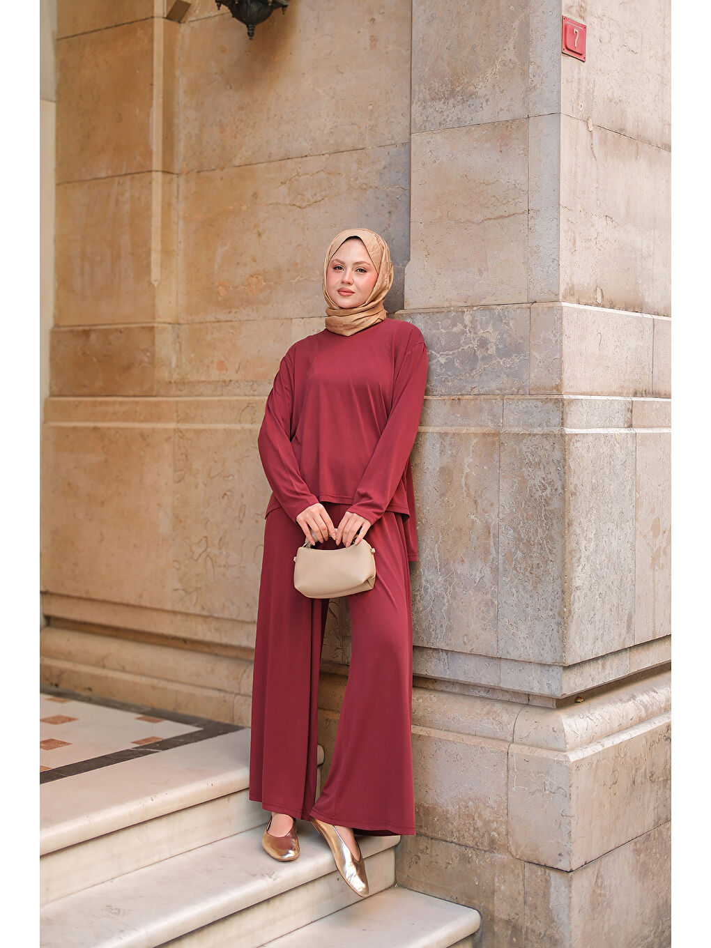 Kadın Rise Jarse Dökümlü Takım Bordo-1