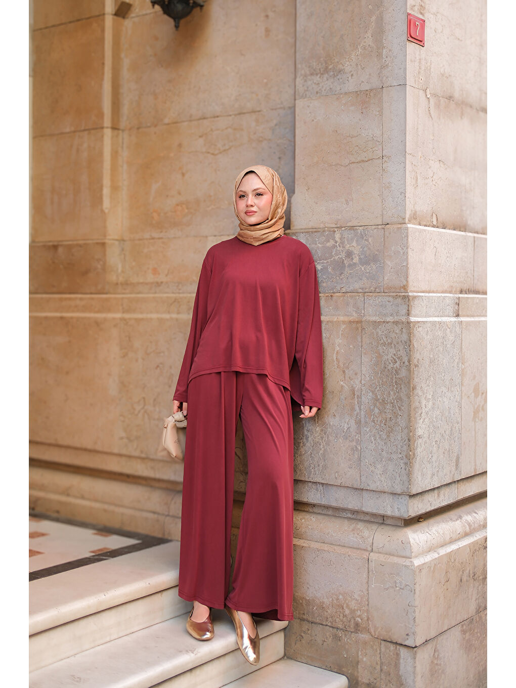 Kadın Rise Jarse Dökümlü Takım Bordo-2