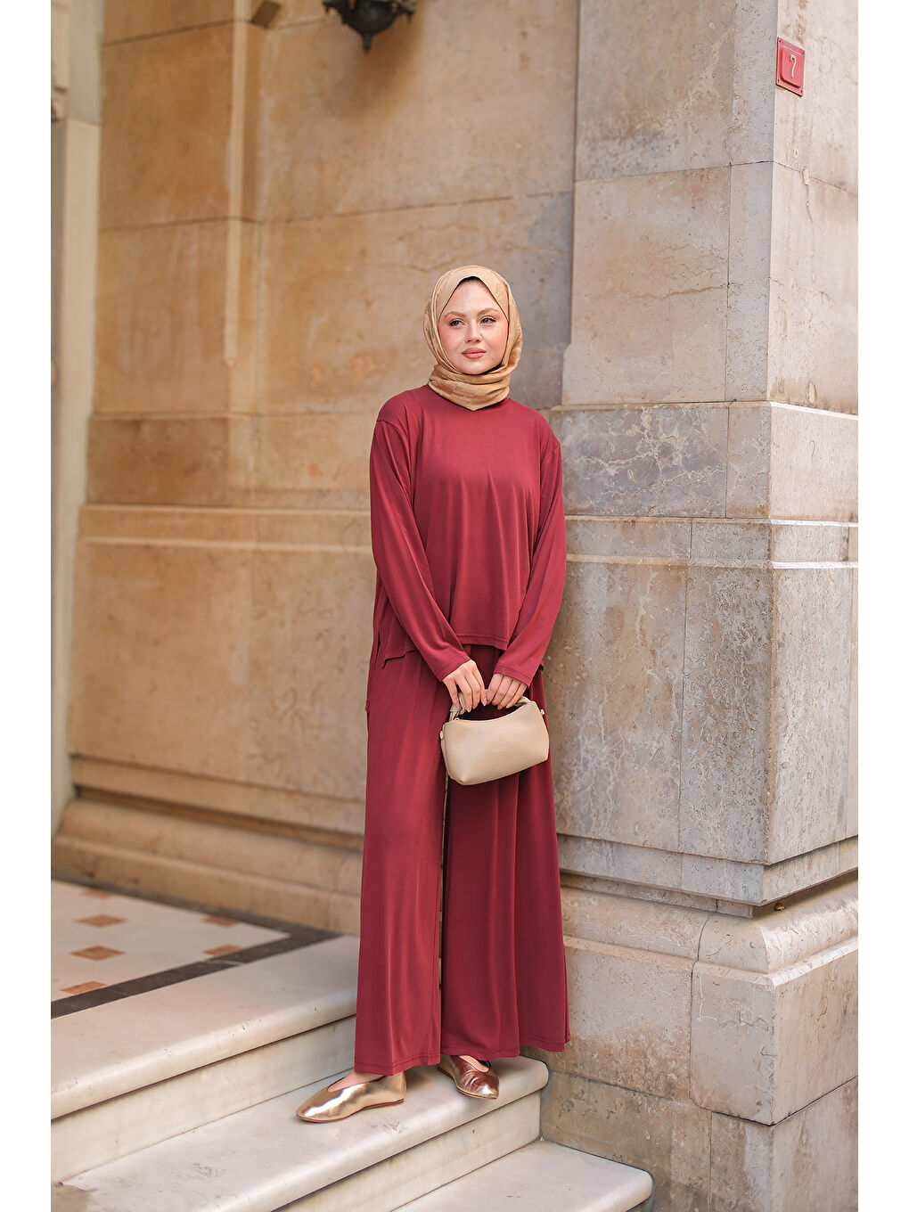 Kadın Rise Jarse Dökümlü Takım Bordo-3