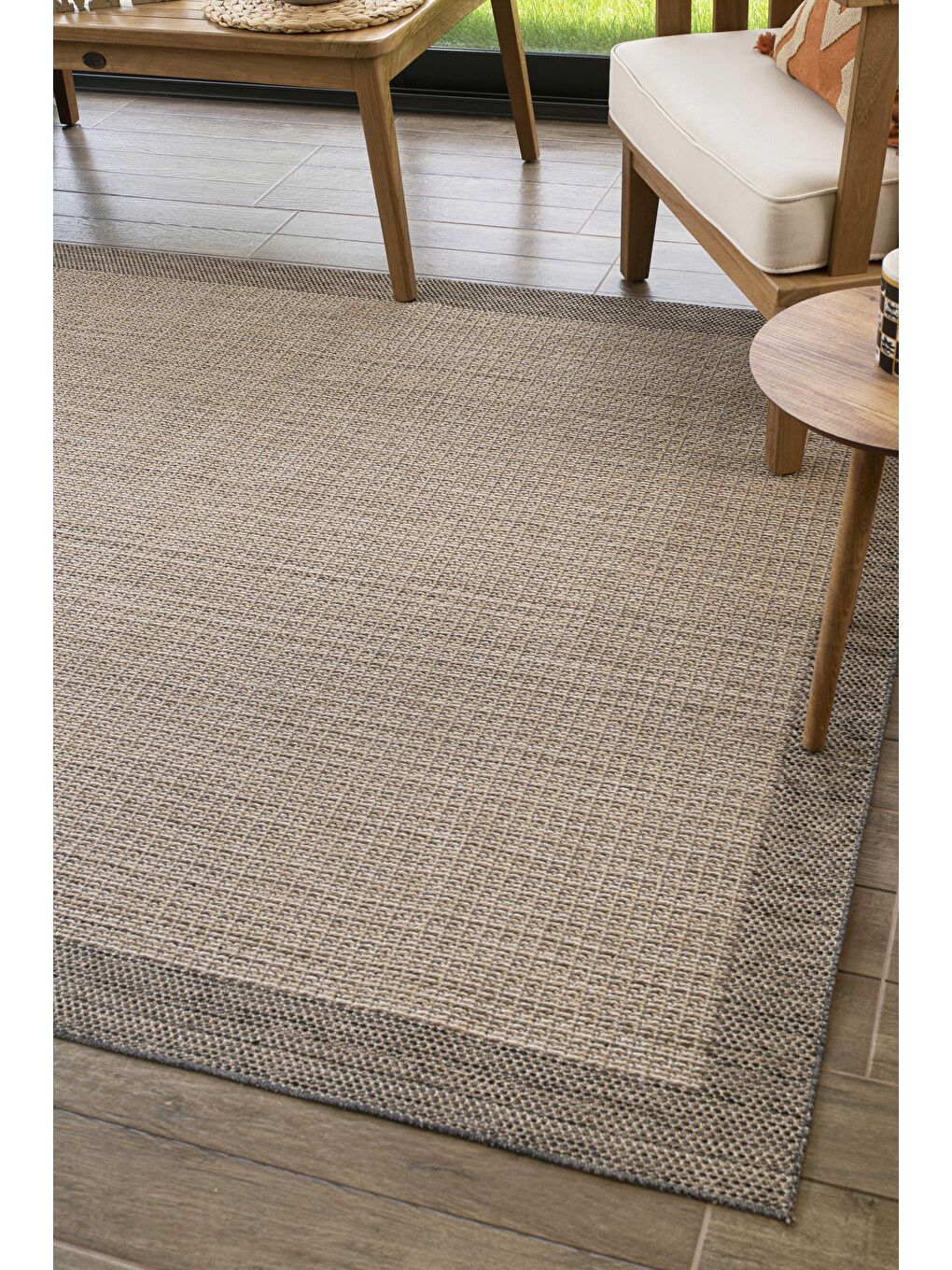 Sisalux 3091 Bej Jüt Tabanlı Modern Dokuma Kilim Sisal Hasır Halı-160x230