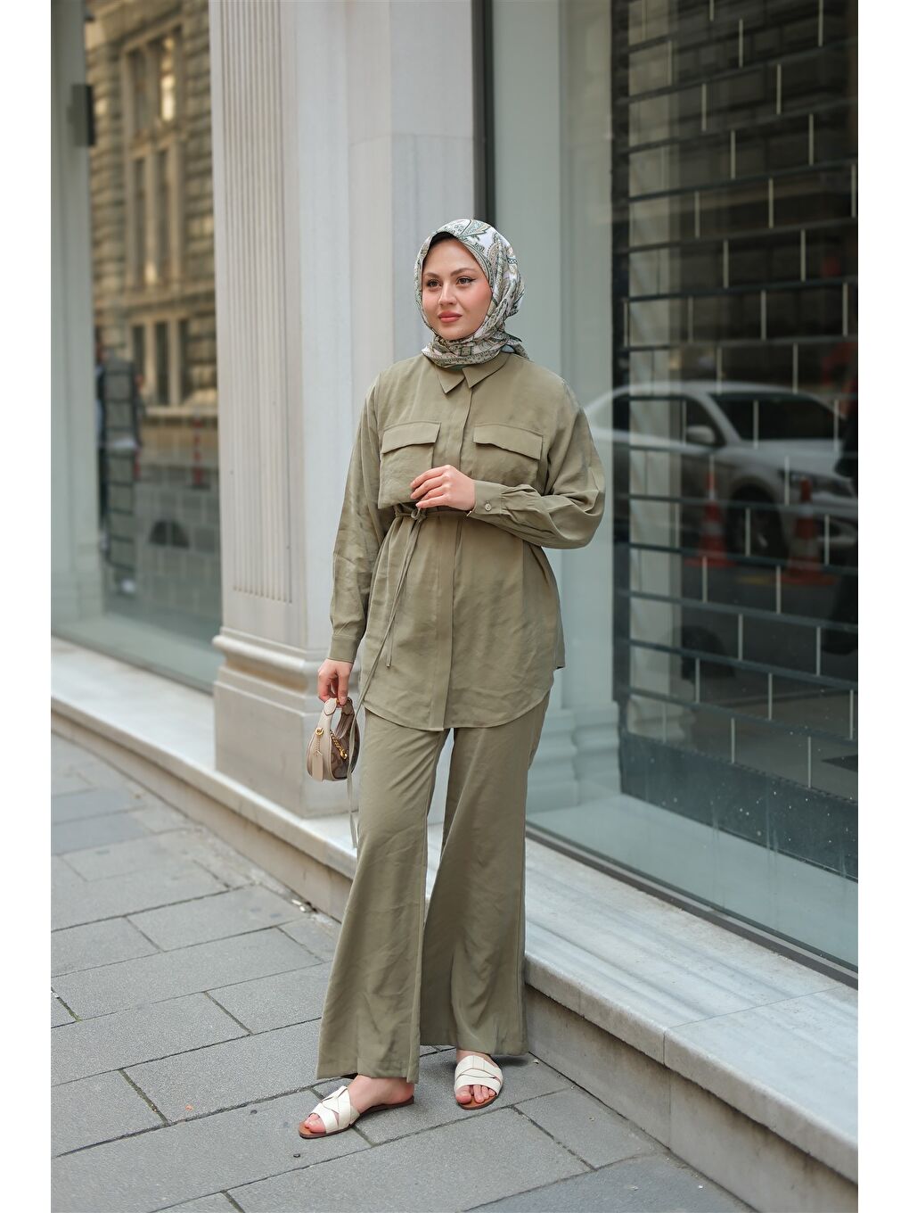 Kadın Detaylı Armani Modal Takım Küf Yeşil-2