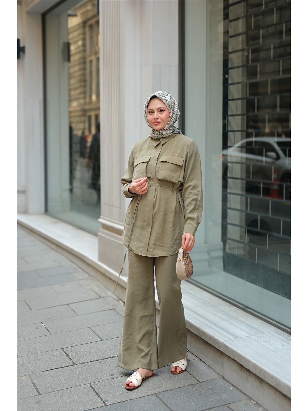 Kadın Detaylı Armani Modal Takım Küf Yeşil-3