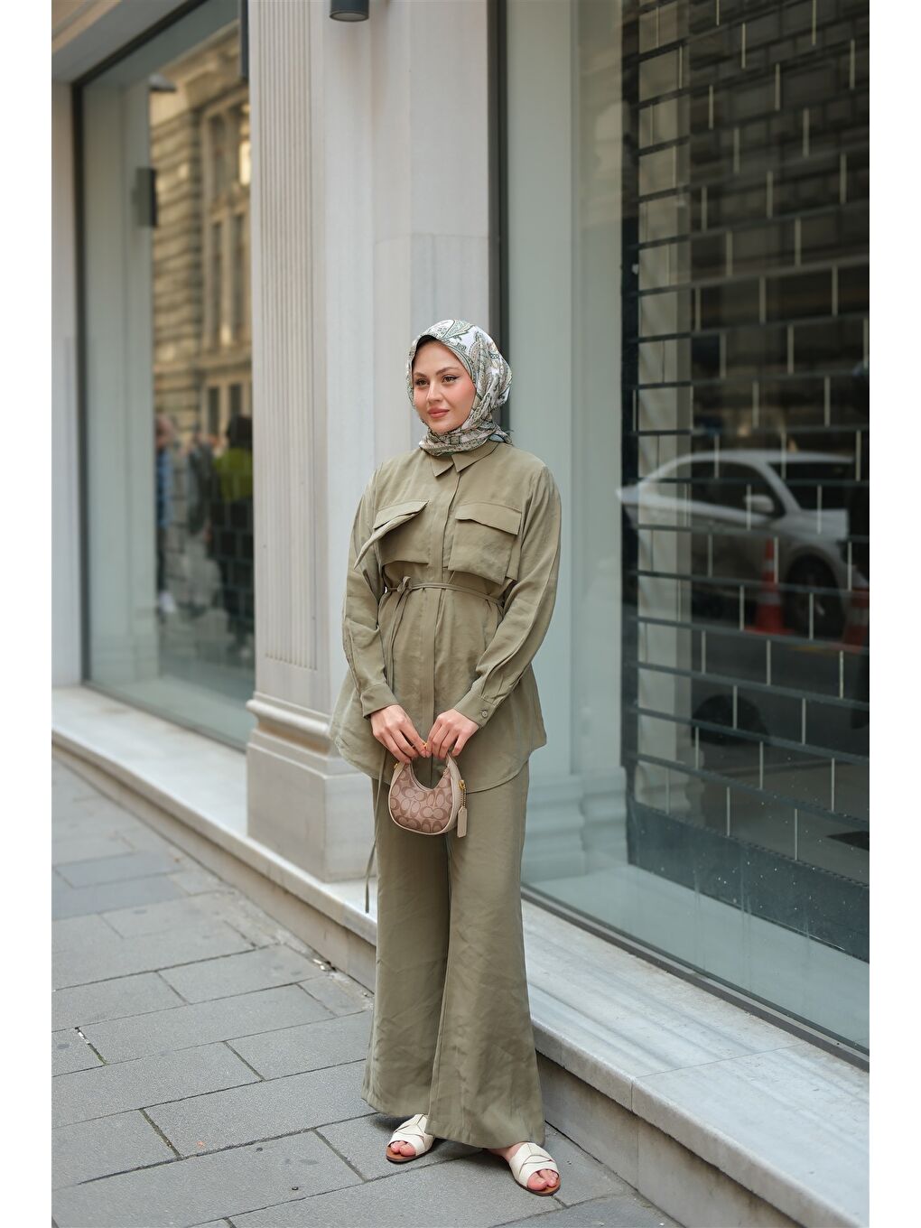 Kadın Detaylı Armani Modal Takım Küf Yeşil-4