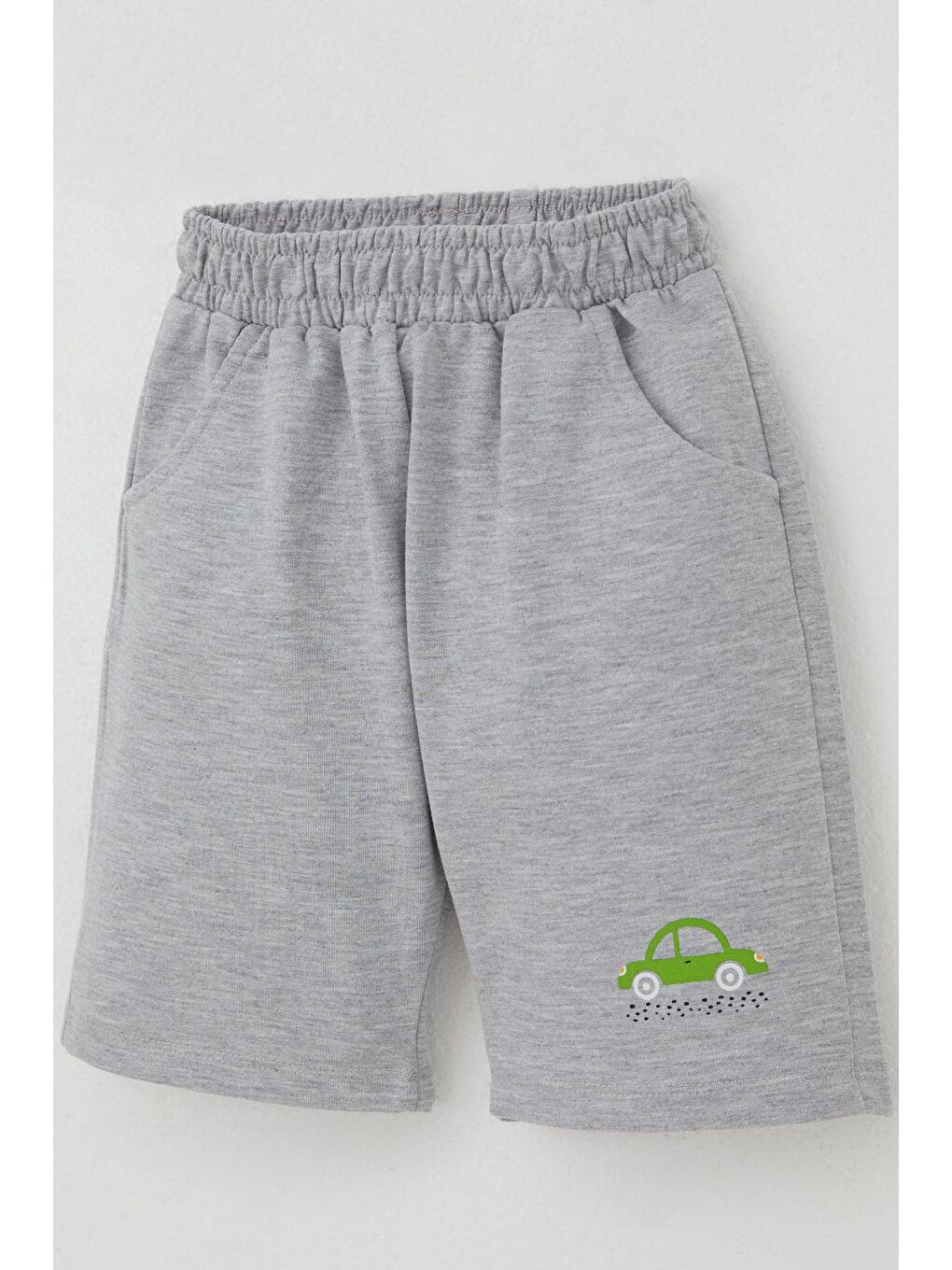 Erkek Çocuk Şortlu Takım Araba Baskılı Cep Detaylı Fıstık Yeşili (1.5-5 Yaş)-6