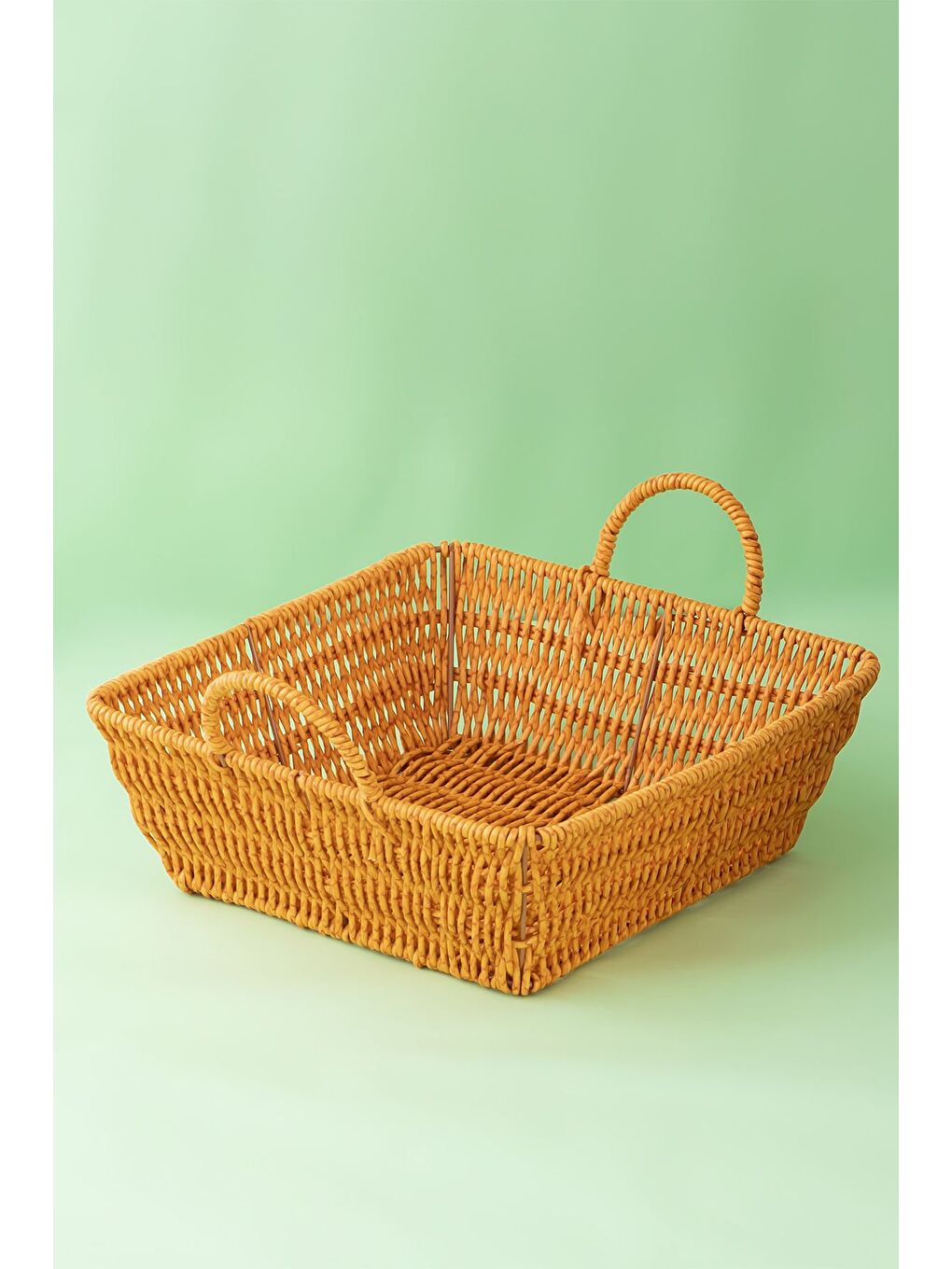 Kahverengi 303-D Kare 3'lü Hasır Sepet Dekoratif-2