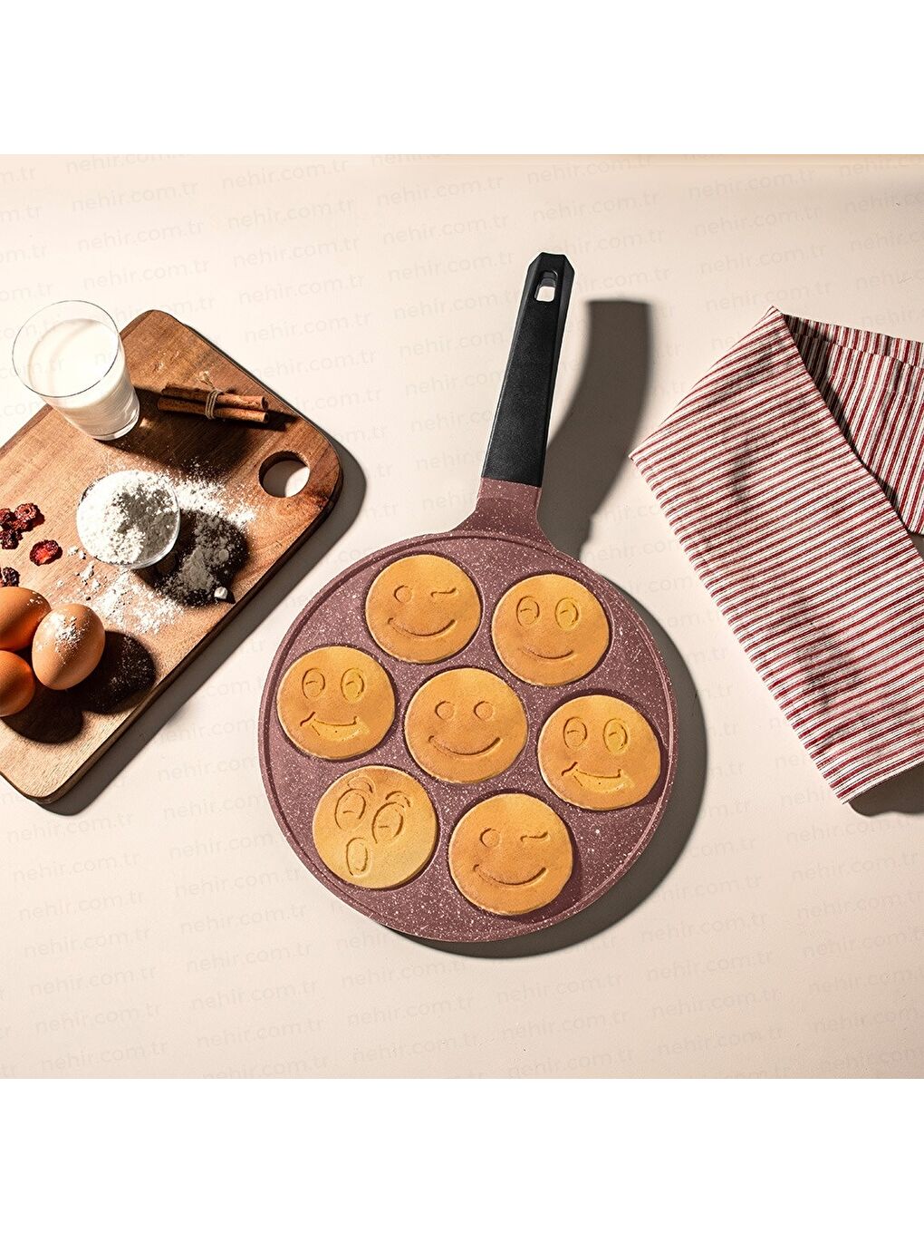 Pembe Rose Gold Alüminyum Döküm Krep Tavası - 27 Cm-1