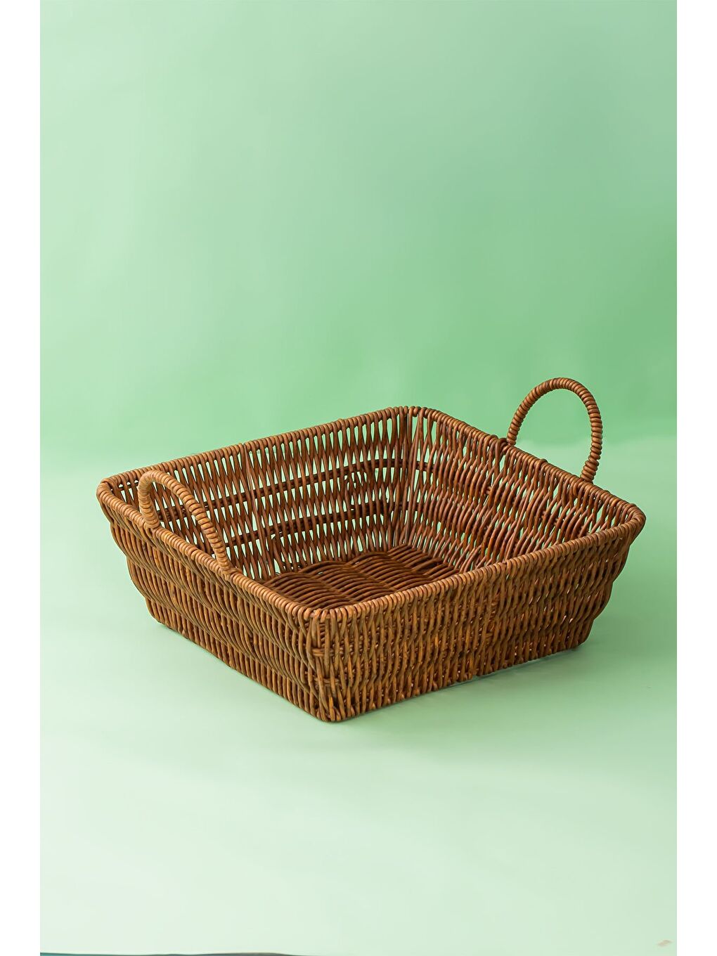 Kahverengi 303-C Kare 3'lü Hasır Sepet Dekoratif Ev Düzenleyici Hasır Sepet Seti Banyo Düzenleyici Sepet-2