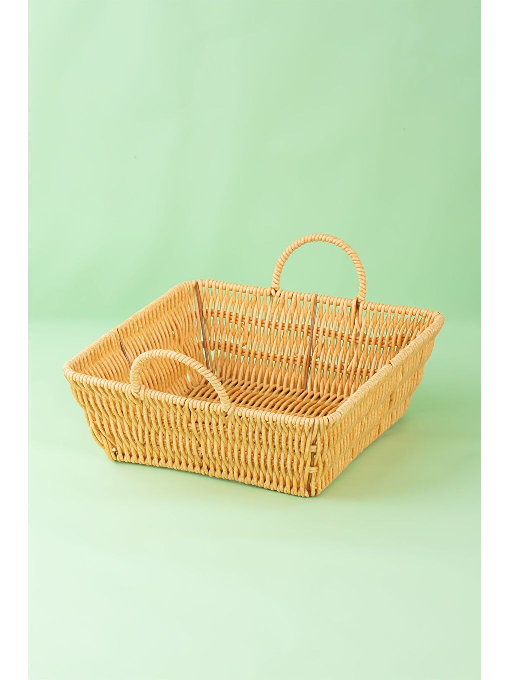 Kahverengi 303-B Kare 3'lü Hasır Sepet Dekoratif Ev Düzenleyici Hasır Sepet Seti Banyo Düzenleyici Sepet-2