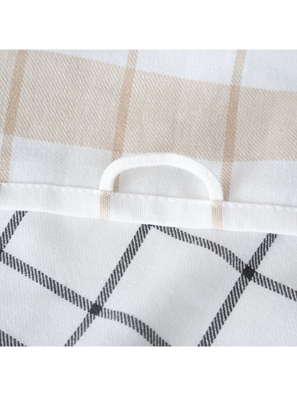 Esila 2'li Kurulama Bezi %100 Pamuklu İplik Boyalı Özel Dokuma Bej-Antrasit 45X65 Cm-1