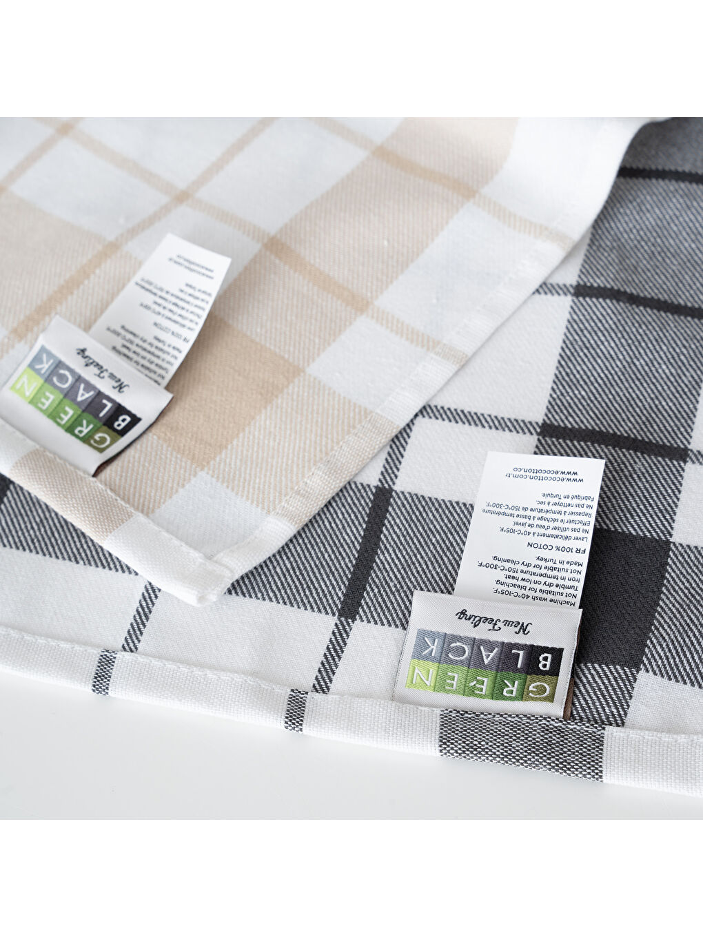 Esila 2'li Kurulama Bezi %100 Pamuklu İplik Boyalı Özel Dokuma Bej-Antrasit 45X65 Cm-2