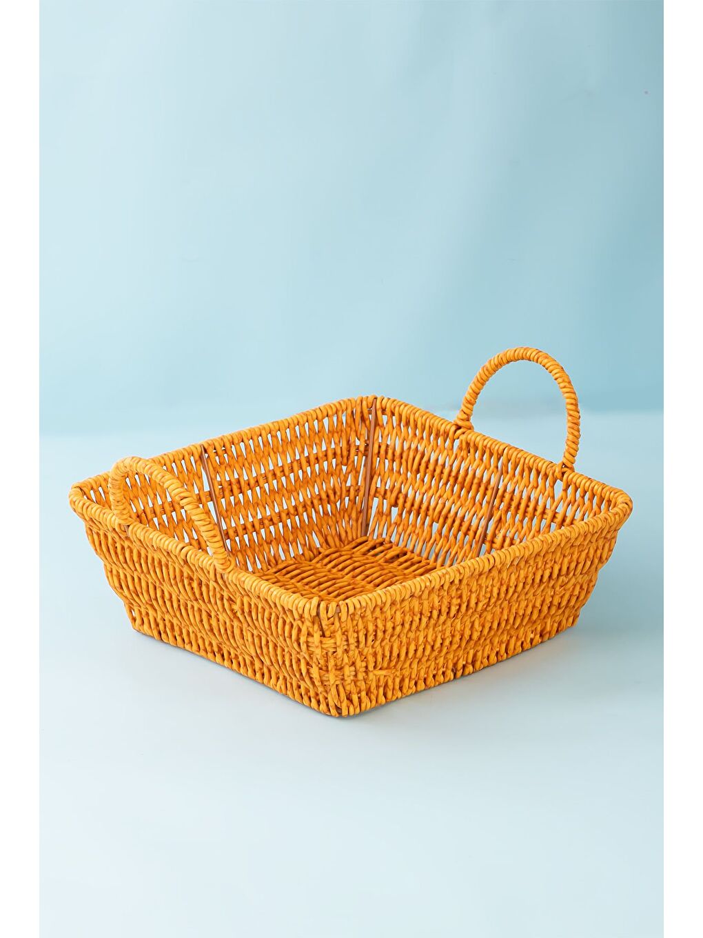 Kahverengi 303-A Kare 3'lü Hasır Sepet Dekoratif Ev Düzenleyici Hasır Sepet Seti Banyo Düzenleyici Sepet-2