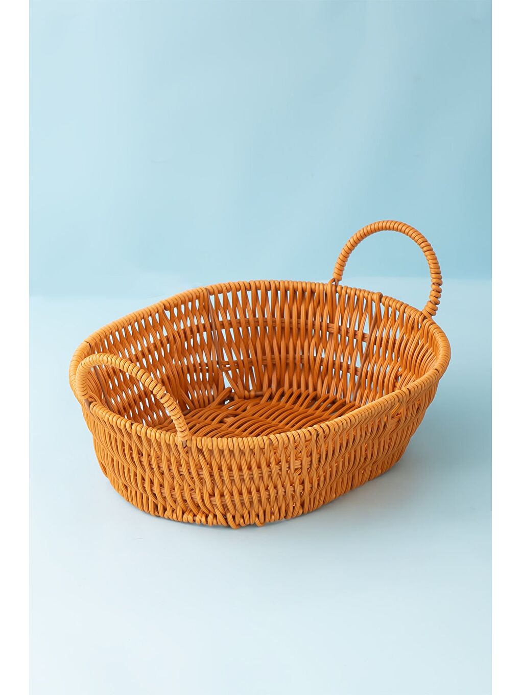 Kahverengi 302-D Oval 3'lü Hasır Sepet Dekoratif-1