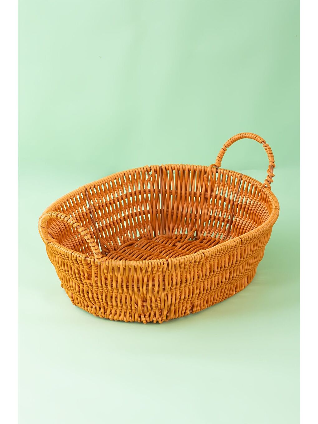 Kahverengi 302-D Oval 3'lü Hasır Sepet Dekoratif-2