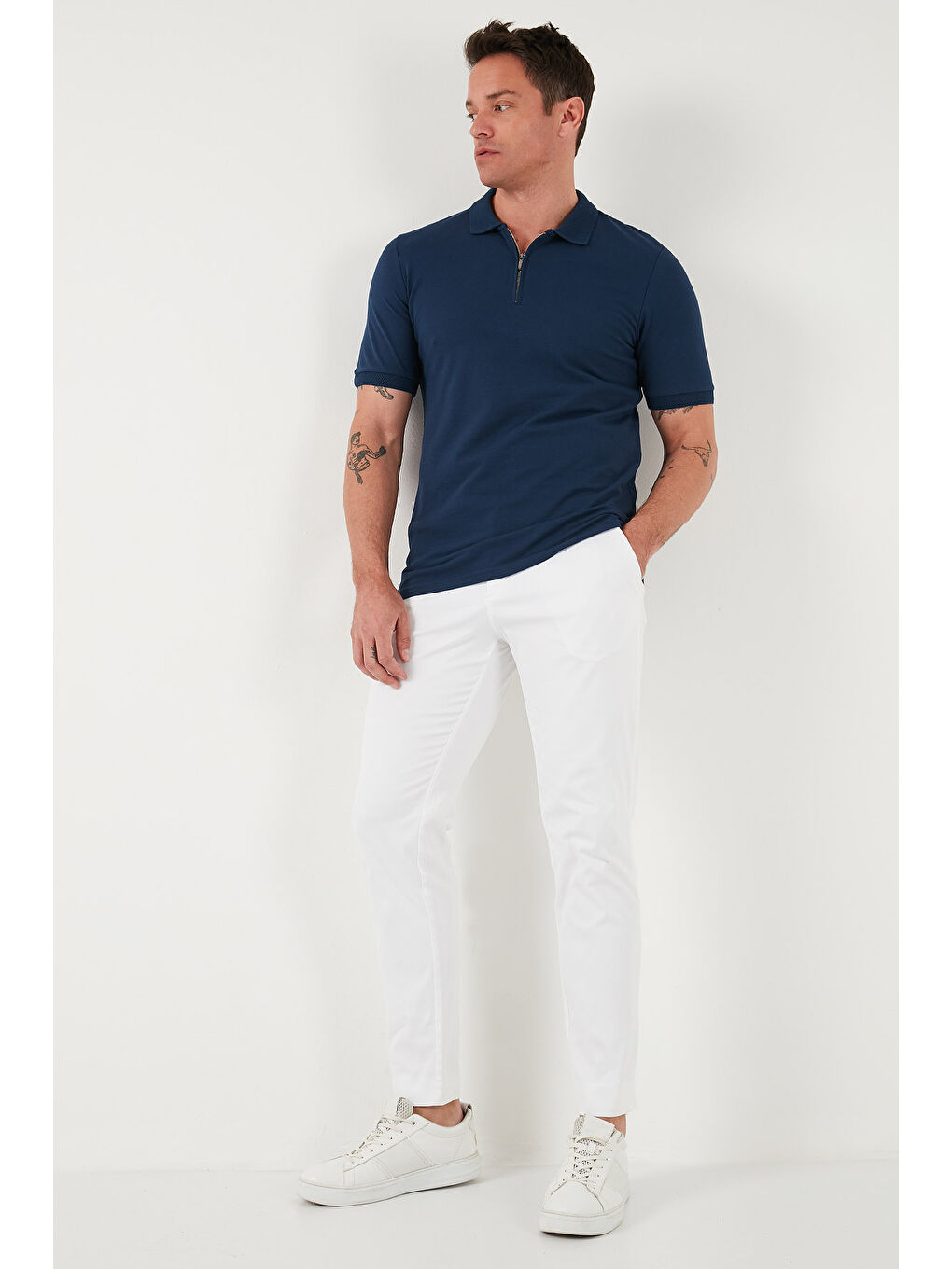 İndigo Pamuklu Regular Fit Yarım Fermuarlı Polo Yaka Tişört 5903008-1