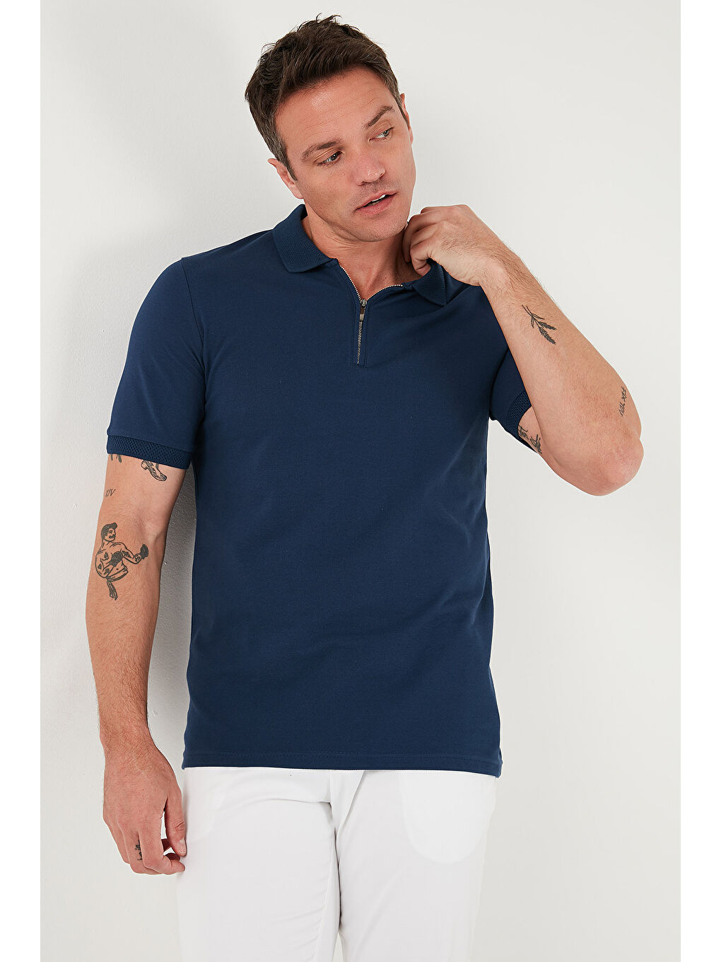 İndigo Pamuklu Regular Fit Yarım Fermuarlı Polo Yaka Tişört 5903008-4
