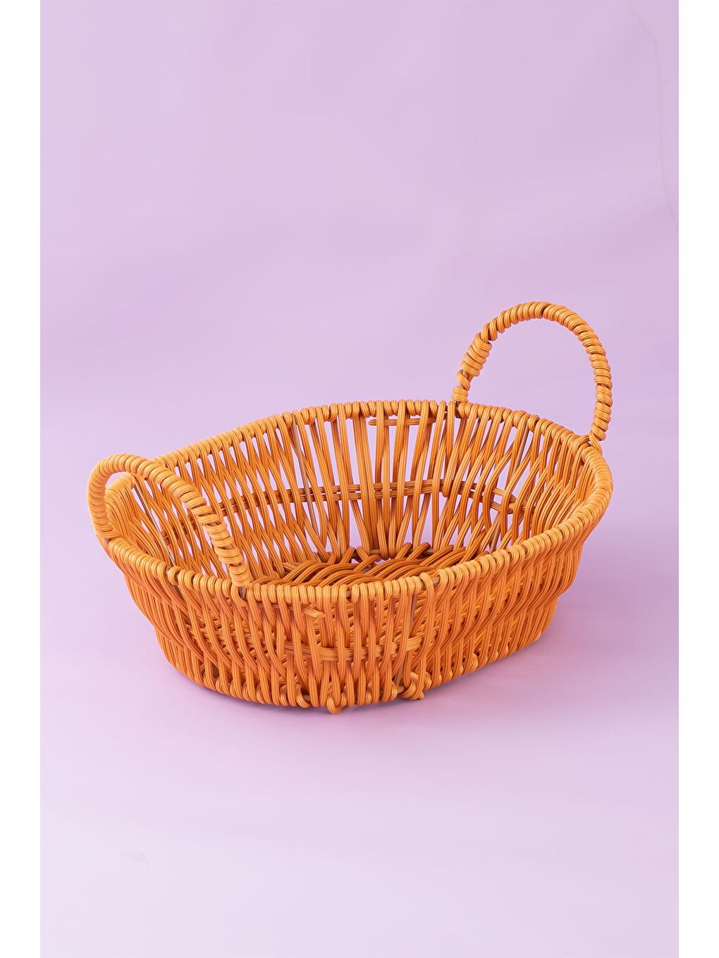 Kahverengi 302-D Oval 3'lü Hasır Sepet Dekoratif-3