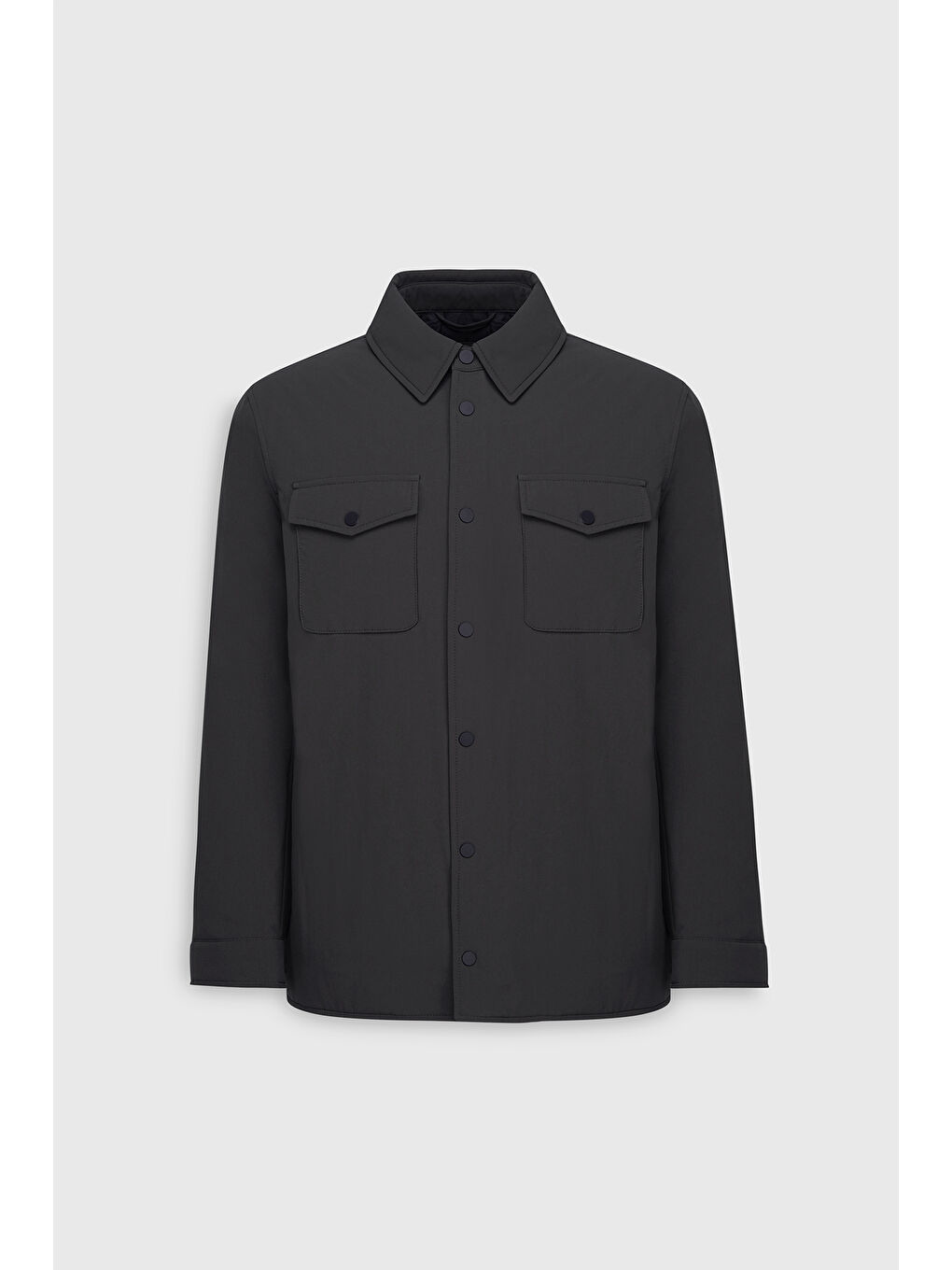 Erkek Siyah Standart Fit Normal Kesim Cepli Ceket Gömlek-8