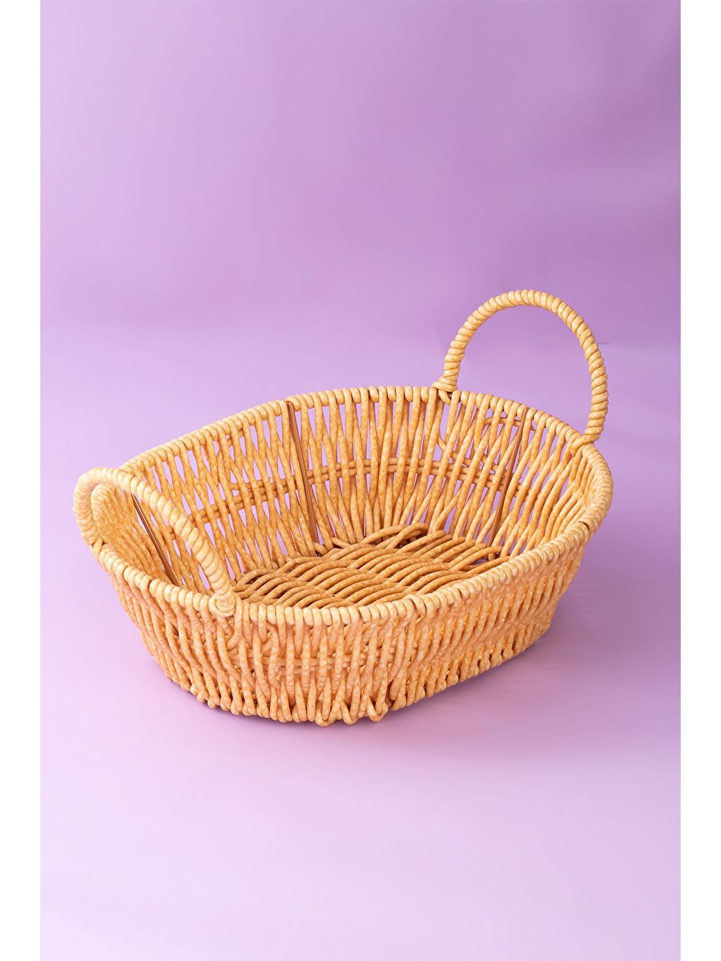 Kahverengi 302-B Oval 3'lü Hasır Sepet Dekoratif Ev Düzenleyici Hasır Sepet Seti Banyo Düzenleyici Sepet-3