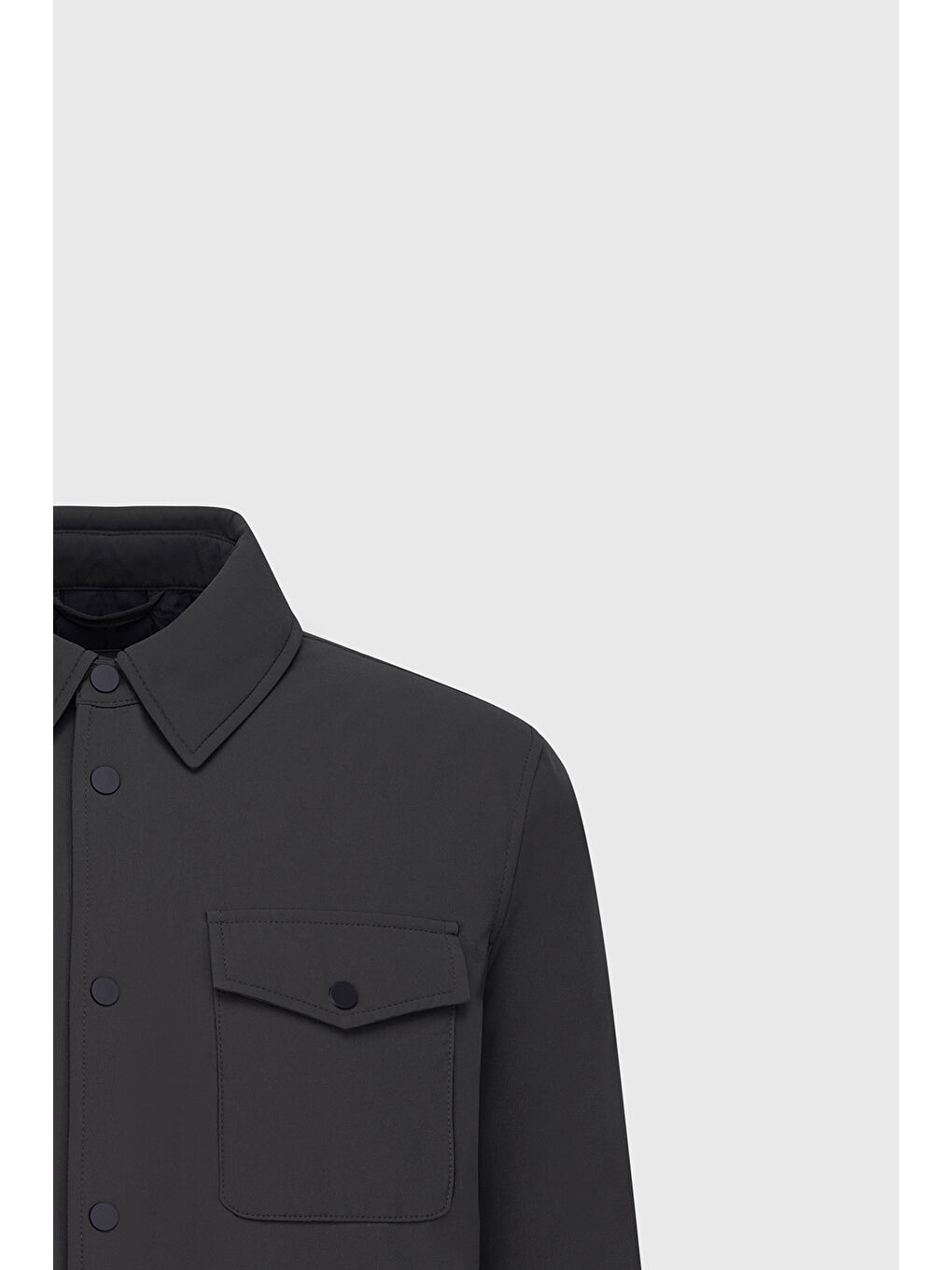 Erkek Siyah Standart Fit Normal Kesim Cepli Ceket Gömlek-9