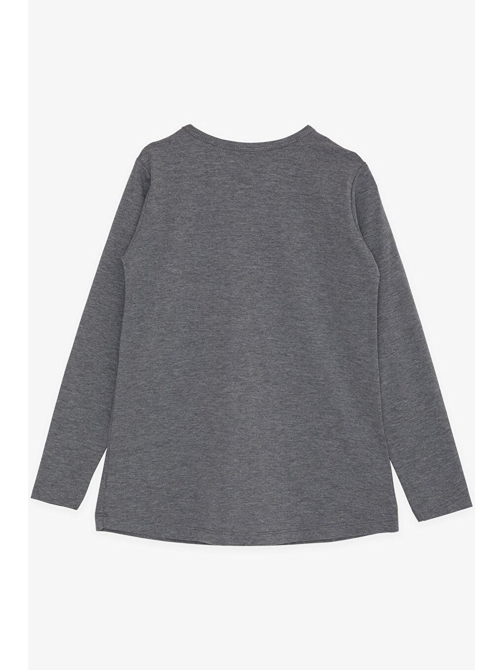 Kız Çocuk Uzun Kollu Tişört Taşlı Yazı Baskılı Koyu Gri Melanj (10-16 Yaş)-1