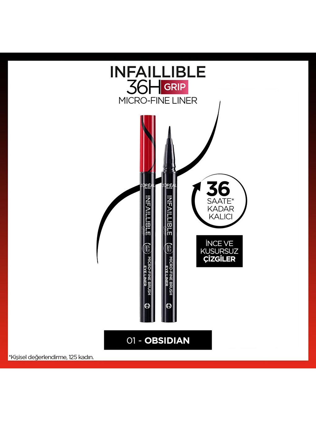 L'Oreal Paris Siyah Infaillible 36H Grip Micro Fine Eyeliner 01 Obsidian - Siyah