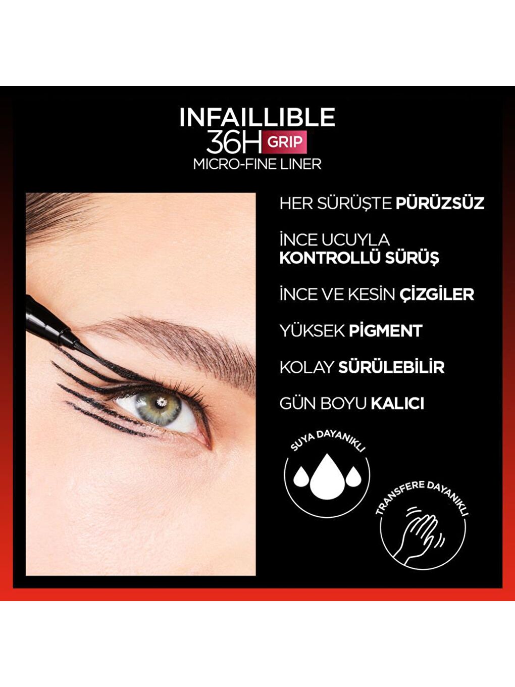 L'Oreal Paris Siyah Infaillible 36H Grip Micro Fine Eyeliner 01 Obsidian - Siyah - 7