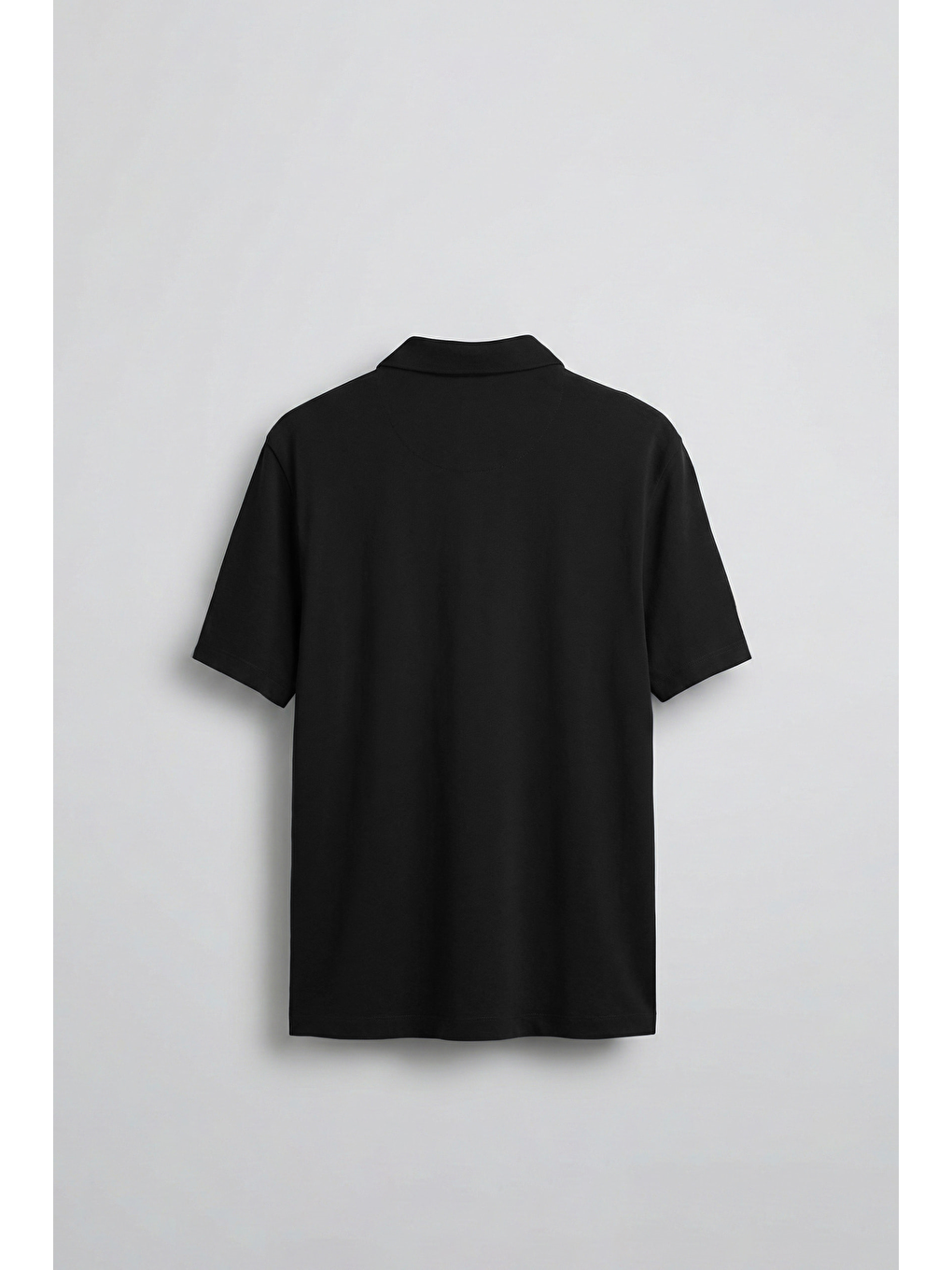 Erkek Slim Fit Yarım Fermuarlı Basic Polo Yaka T-Shirt Siyah-1