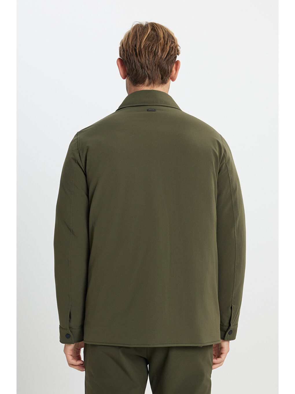 Erkek Haki Standart Fit Normal Kesim Cepli Ceket Gömlek-7
