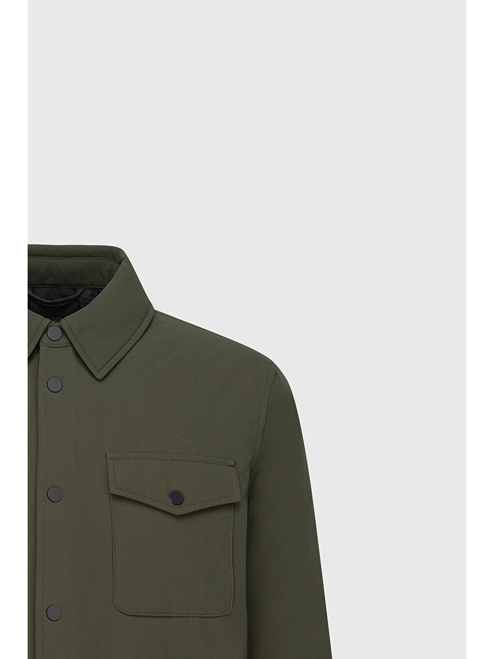 Erkek Haki Standart Fit Normal Kesim Cepli Ceket Gömlek-9