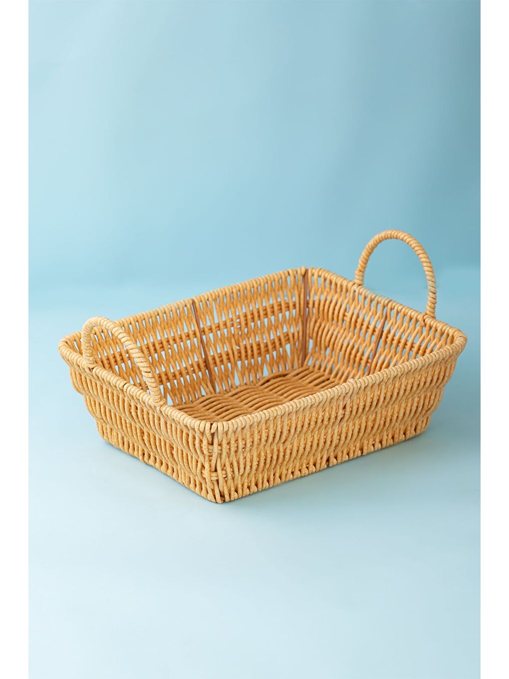 Kahverengi 301-C Dikdörtgen 3'lü Hasır Sepet Dekoratif Ev Düzenleyici Hasır Sepet Seti Banyo Düzenleyici Sepet-3