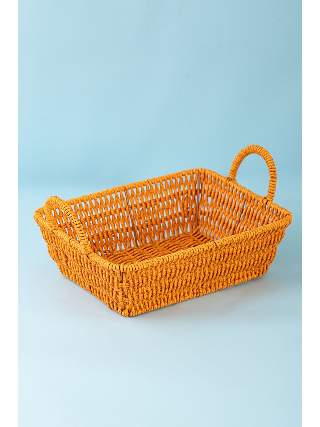 Kahverengi 301-A Dikdörtgen 3'lü Hasır Sepet Dekoratif Ev Düzenleyici Hasır Sepet Düzenleyici Sepet-3