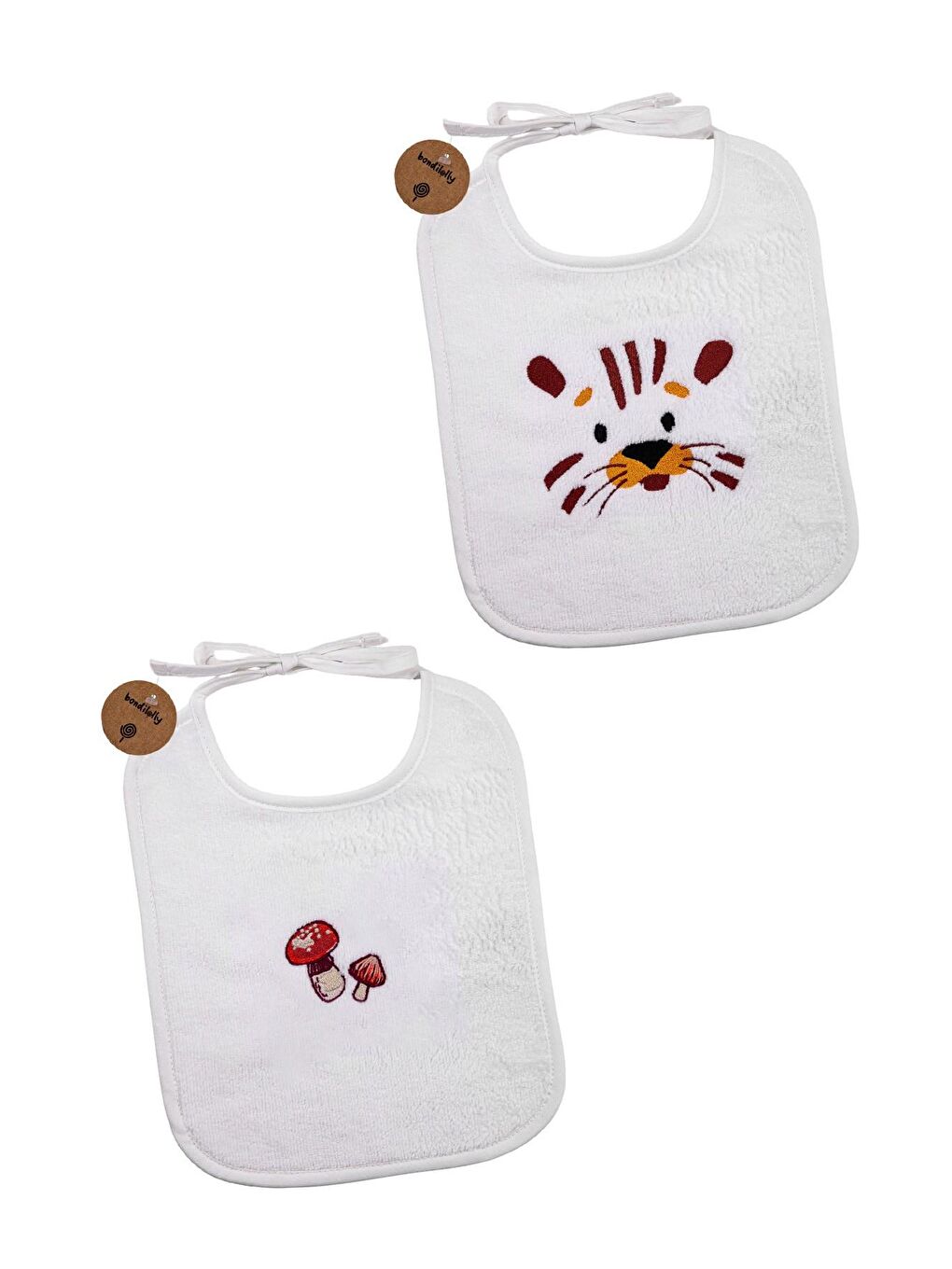 Nakışlı 2 Adet Desenli Bebek Aktivite Mama Önlüğü KIRMIZI 2'LI