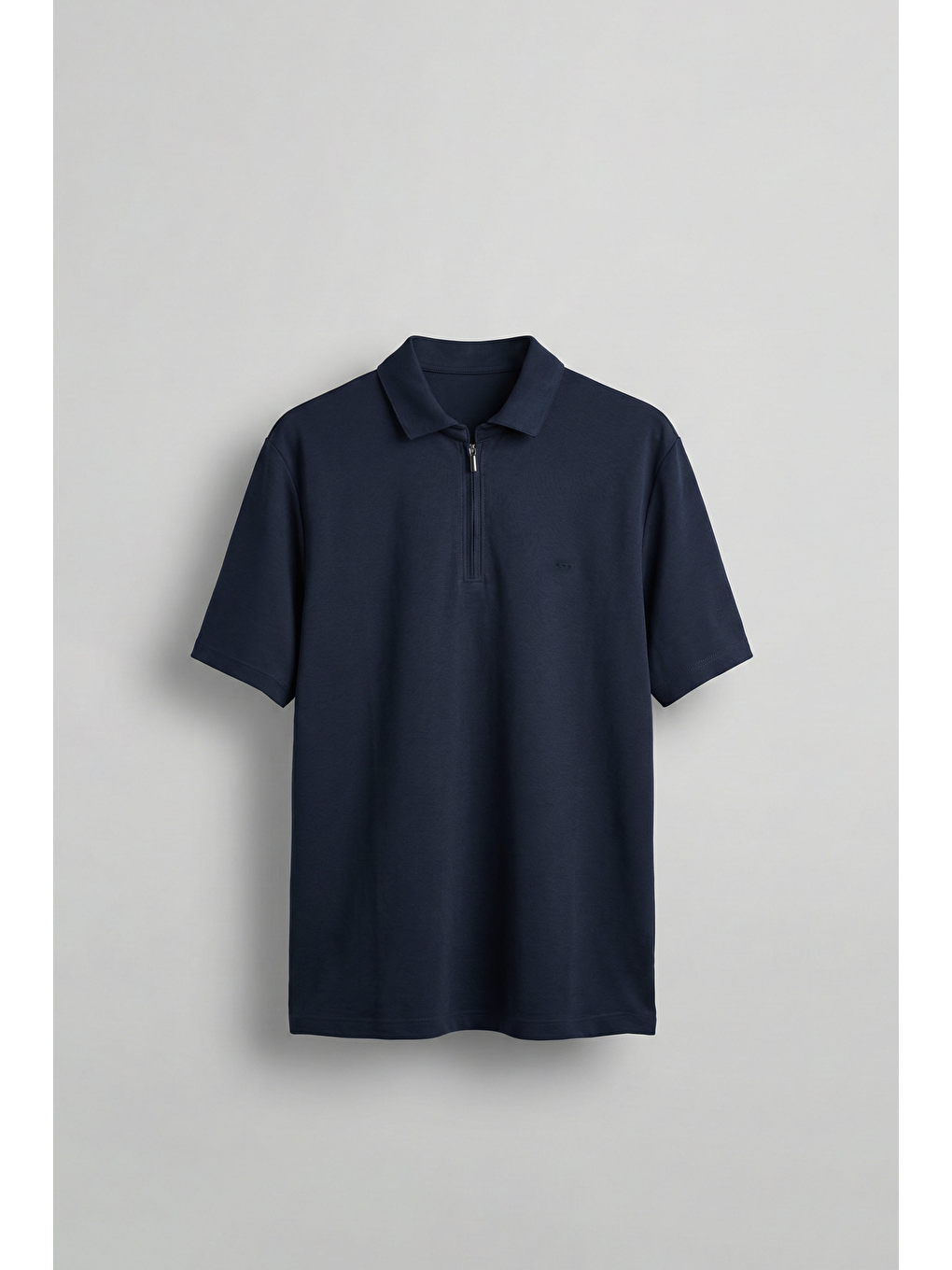 Erkek Slim Fit Yarım Fermuarlı Basic Polo Yaka T-Shirt Lacivert