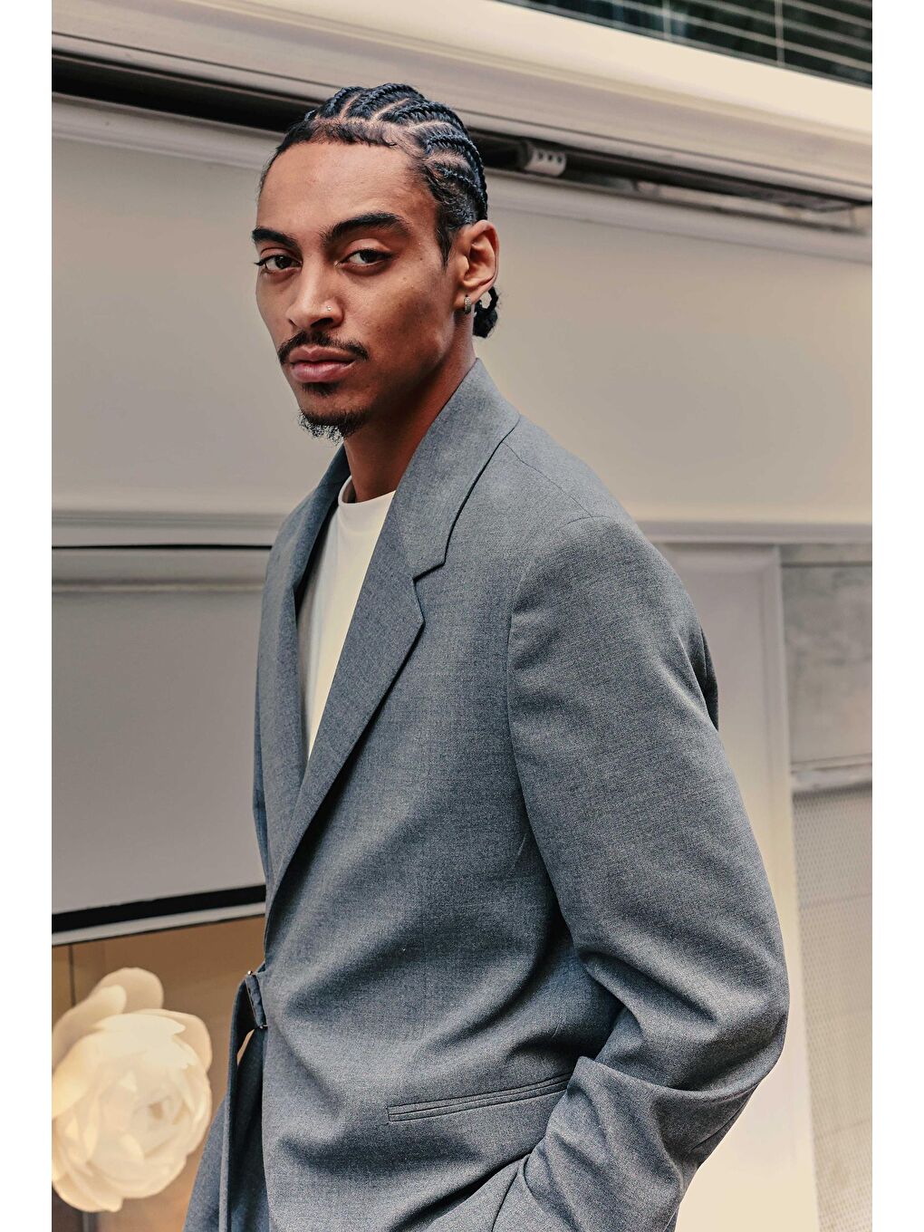 Erkek Kemerli Oversize Takım Elbise Antrasit-3