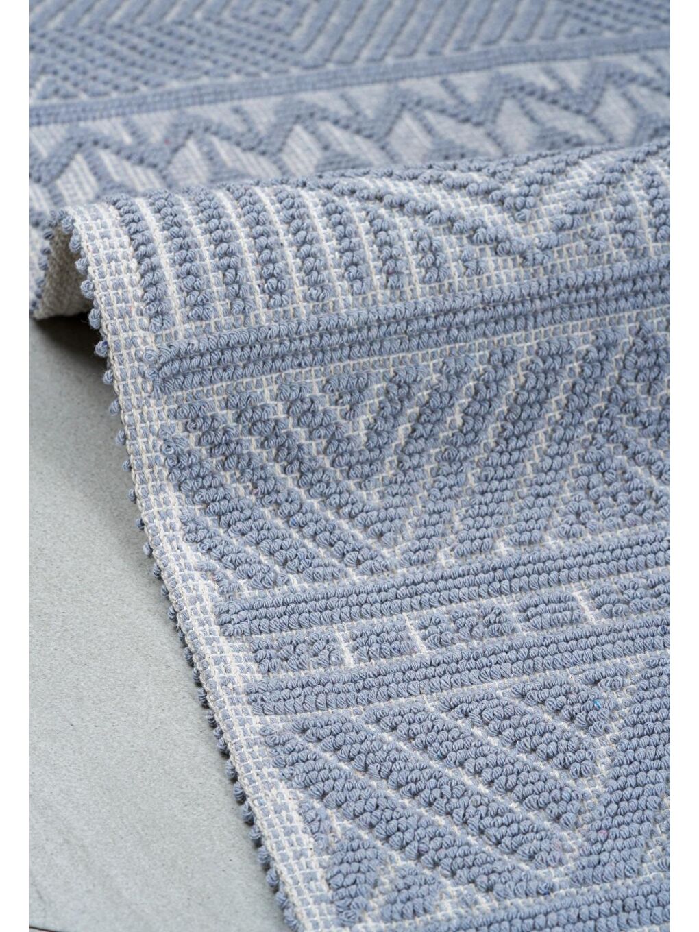 Marina  Doğal Pamuklu 2'li Banyo Paspas Seti 60x100+50x60 Cm - Full Gri-1