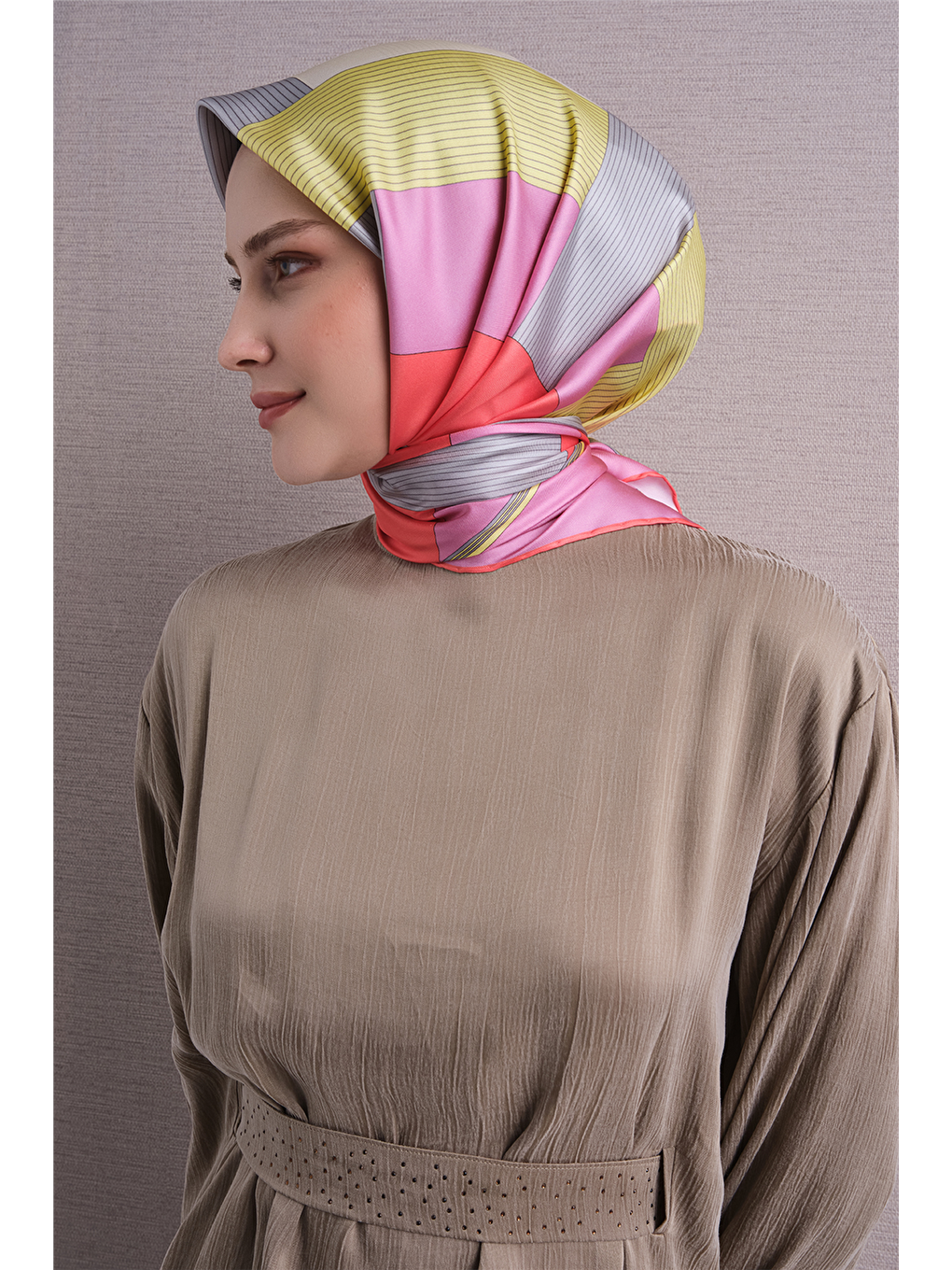 Pembe Saf İpek Twill Eşarp 9610d 88-1