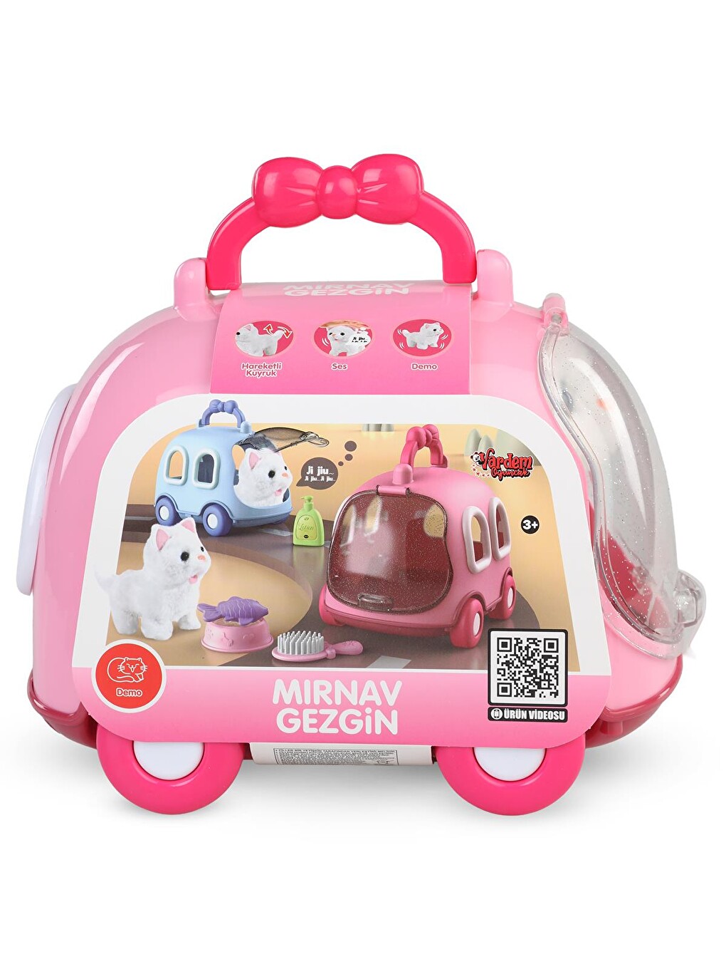 Tasıma Cantalı Seslı Hareketlı Kedı - Pembe-1