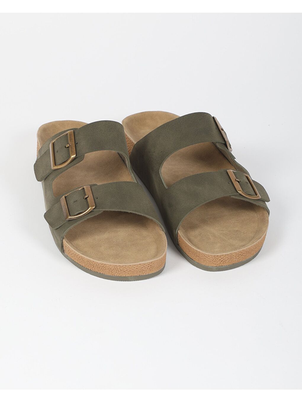 Haki Erkek Yazlık Çift Tokalı Terlik- AXIS-3